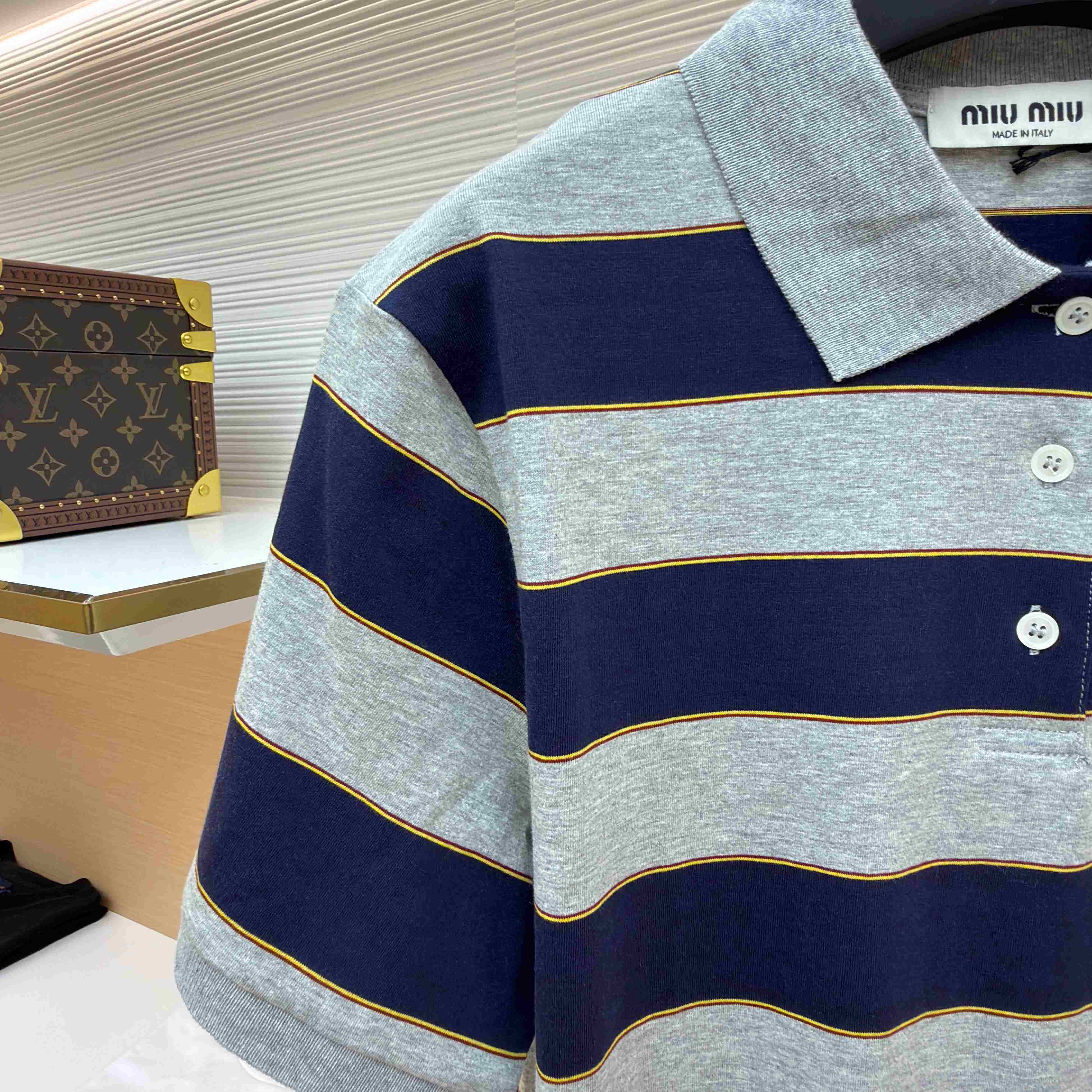 Miu Miu Striped Jersey Polo Shirt - DopestKickz
