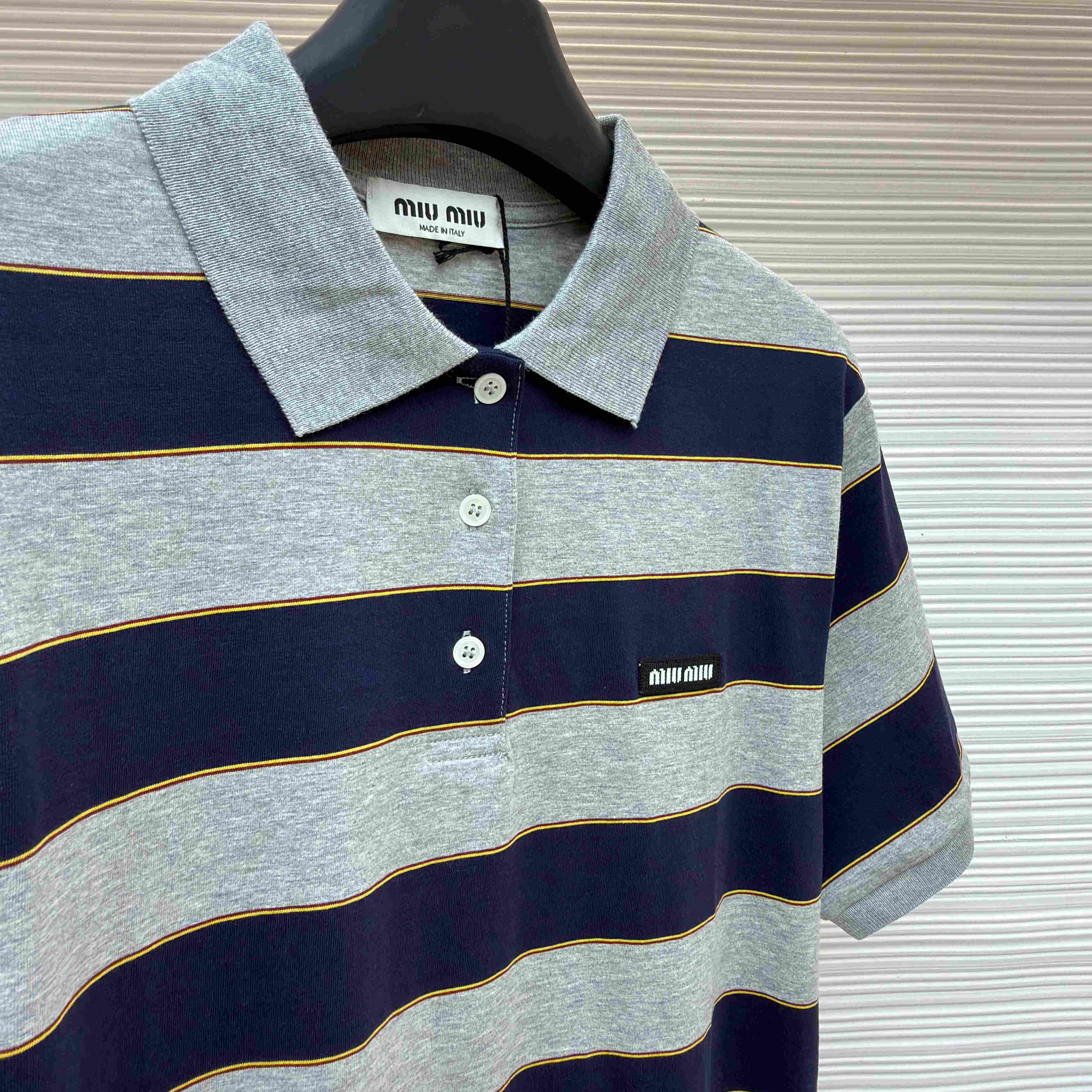 Miu Miu Striped Jersey Polo Shirt - DopestKickz