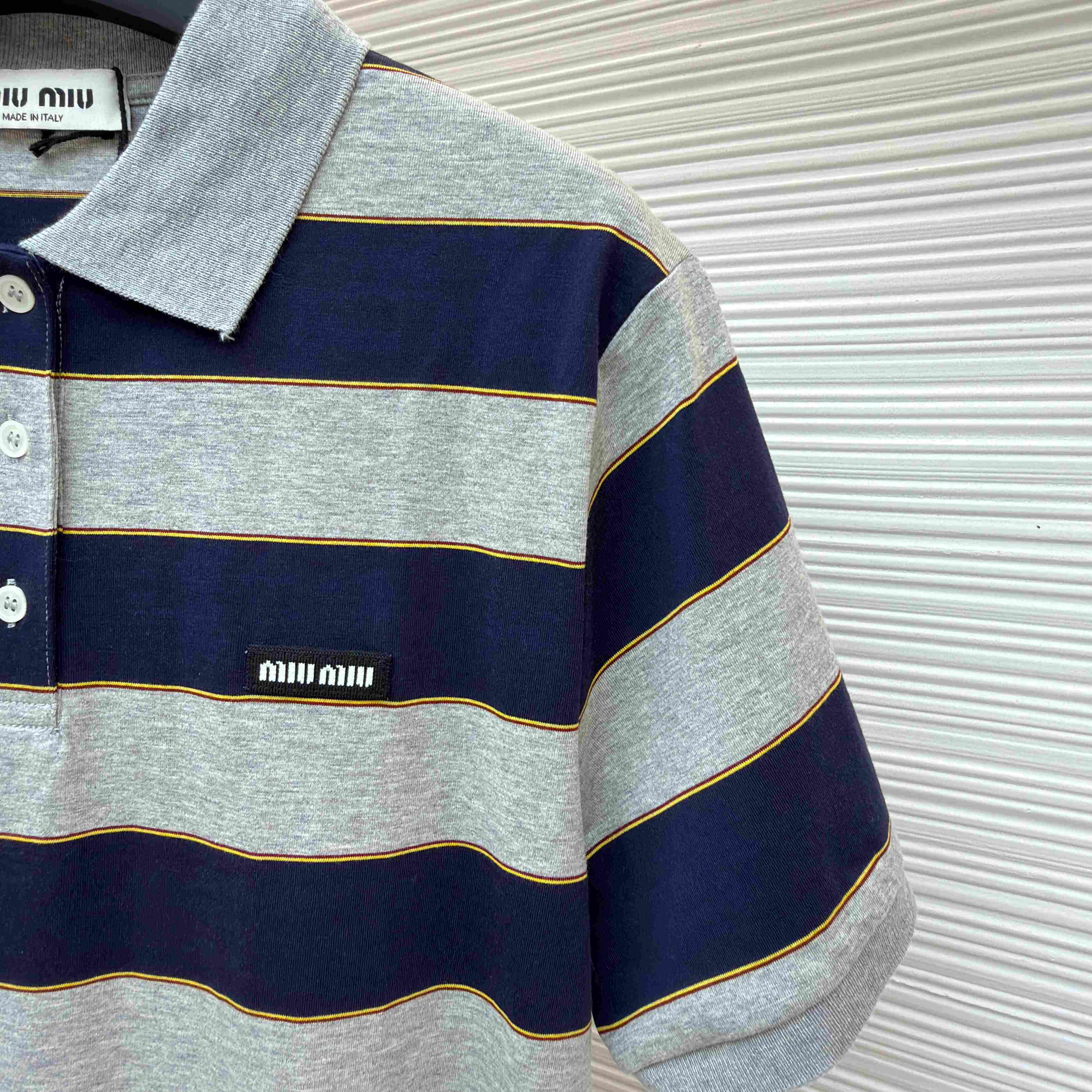Miu Miu Striped Jersey Polo Shirt - DopestKickz