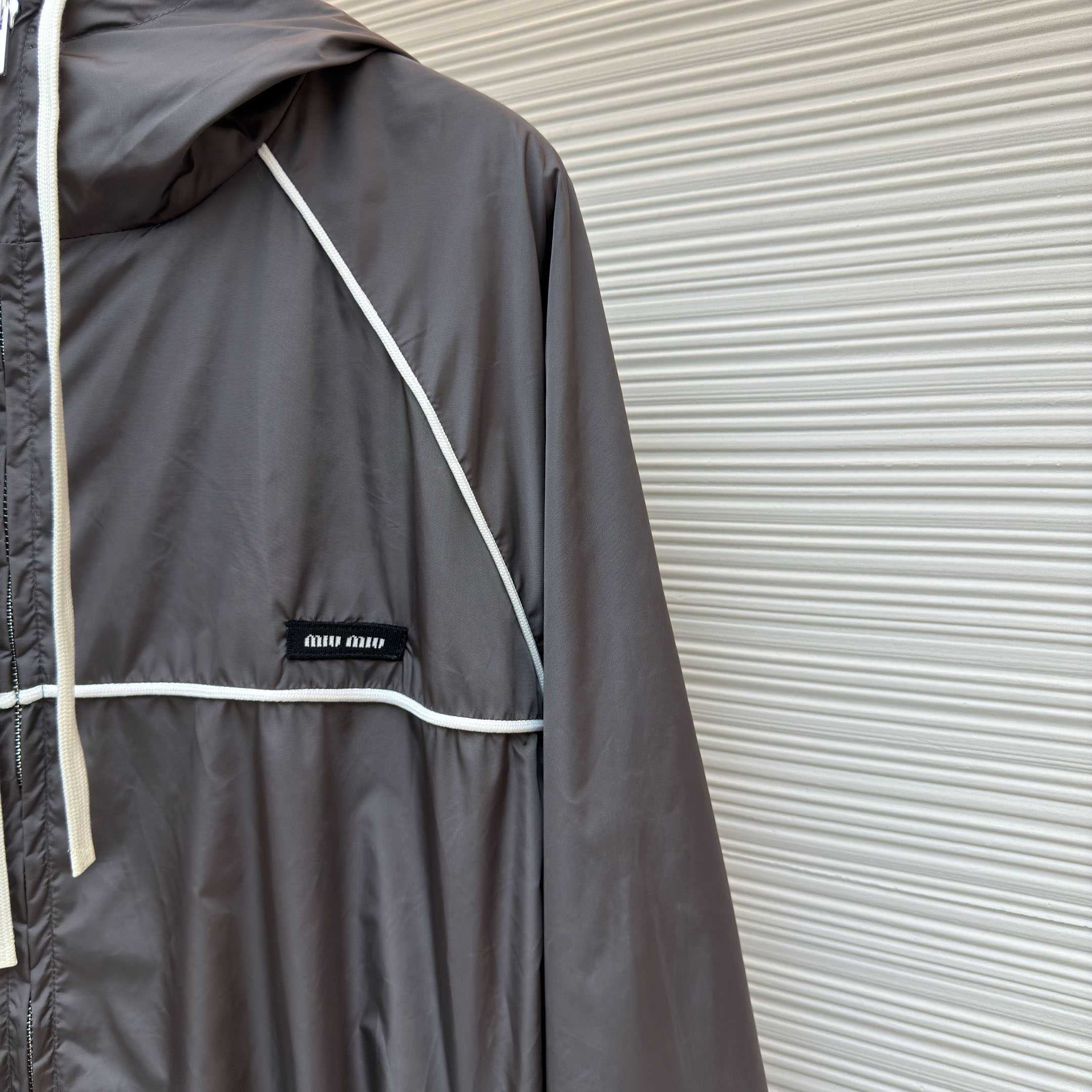 Miu Miu Gray Technical Silk Zipper Jacket - DopestKickz