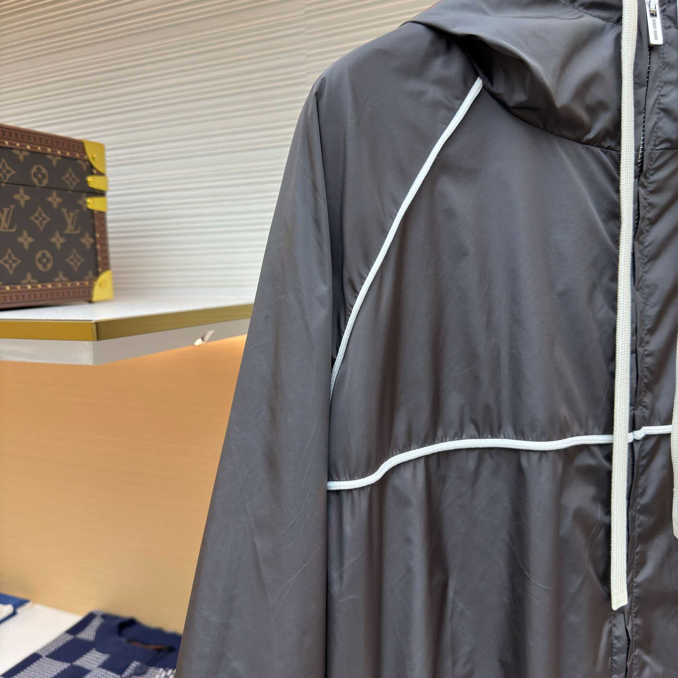 Miu Miu Gray Technical Silk Zipper Jacket - DopestKickz