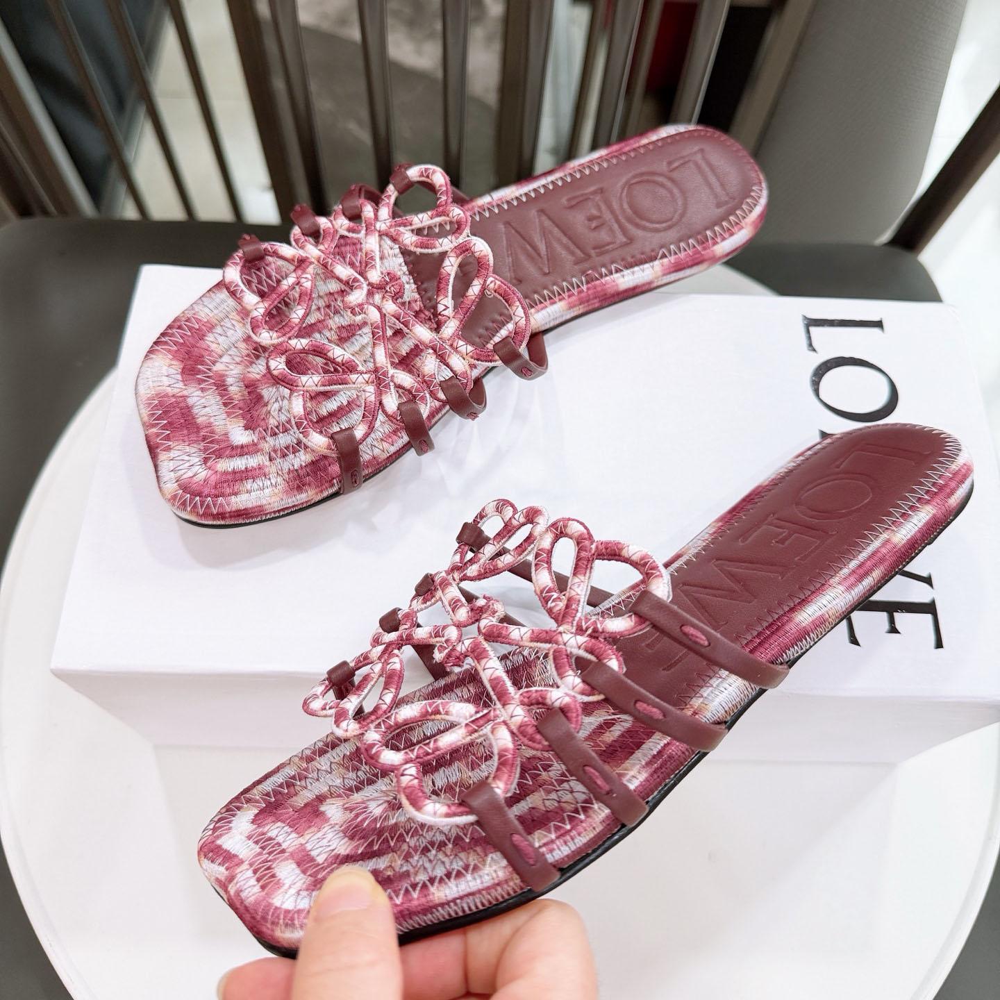 Loewe Petal Anagram Slide In Embroidered Canvas - DopestKickz