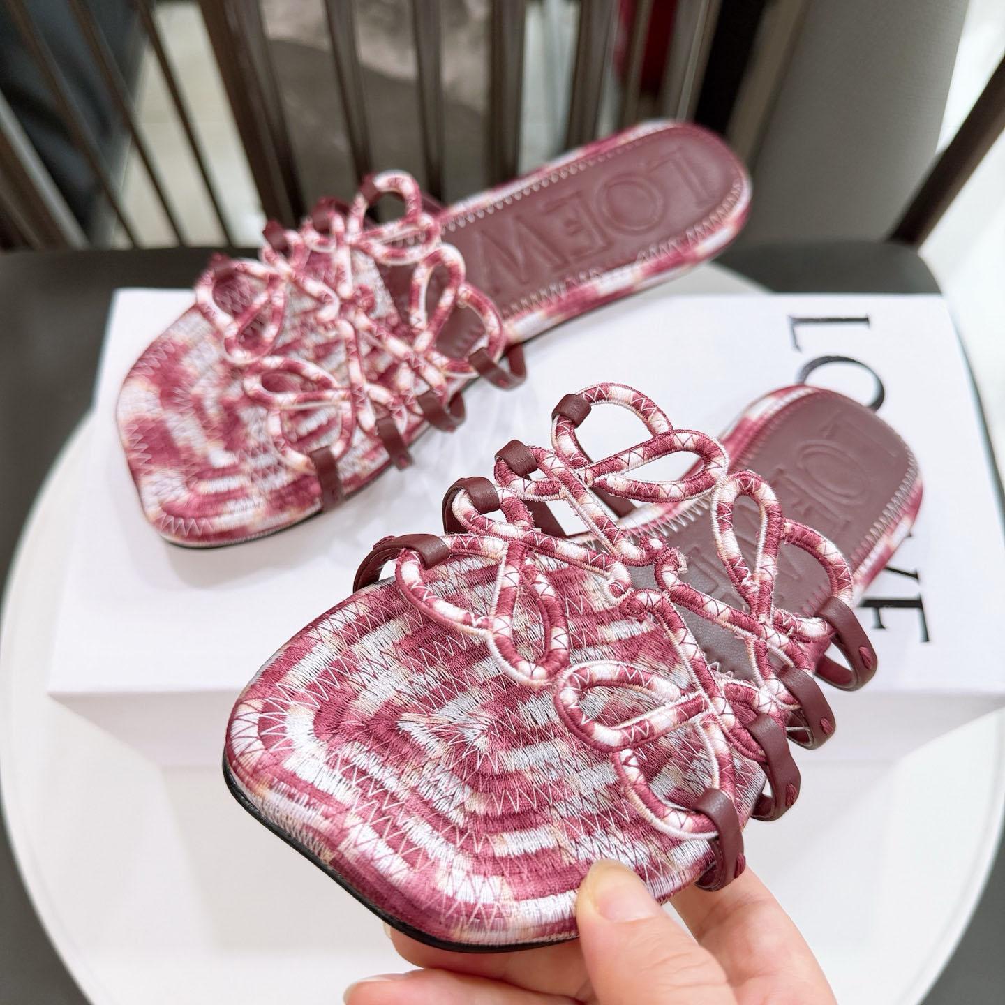 Loewe Petal Anagram Slide In Embroidered Canvas - DopestKickz