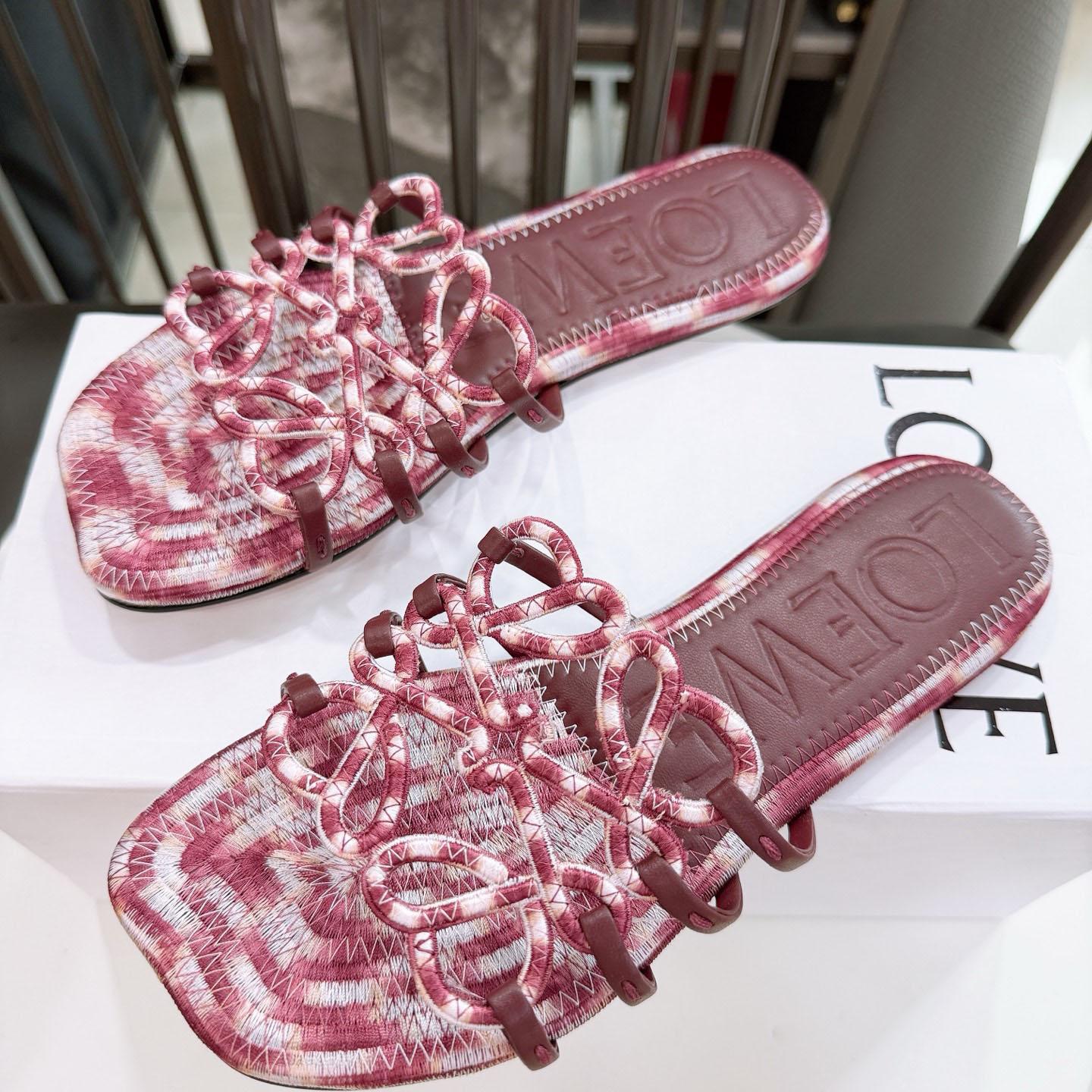 Loewe Petal Anagram Slide In Embroidered Canvas - DopestKickz