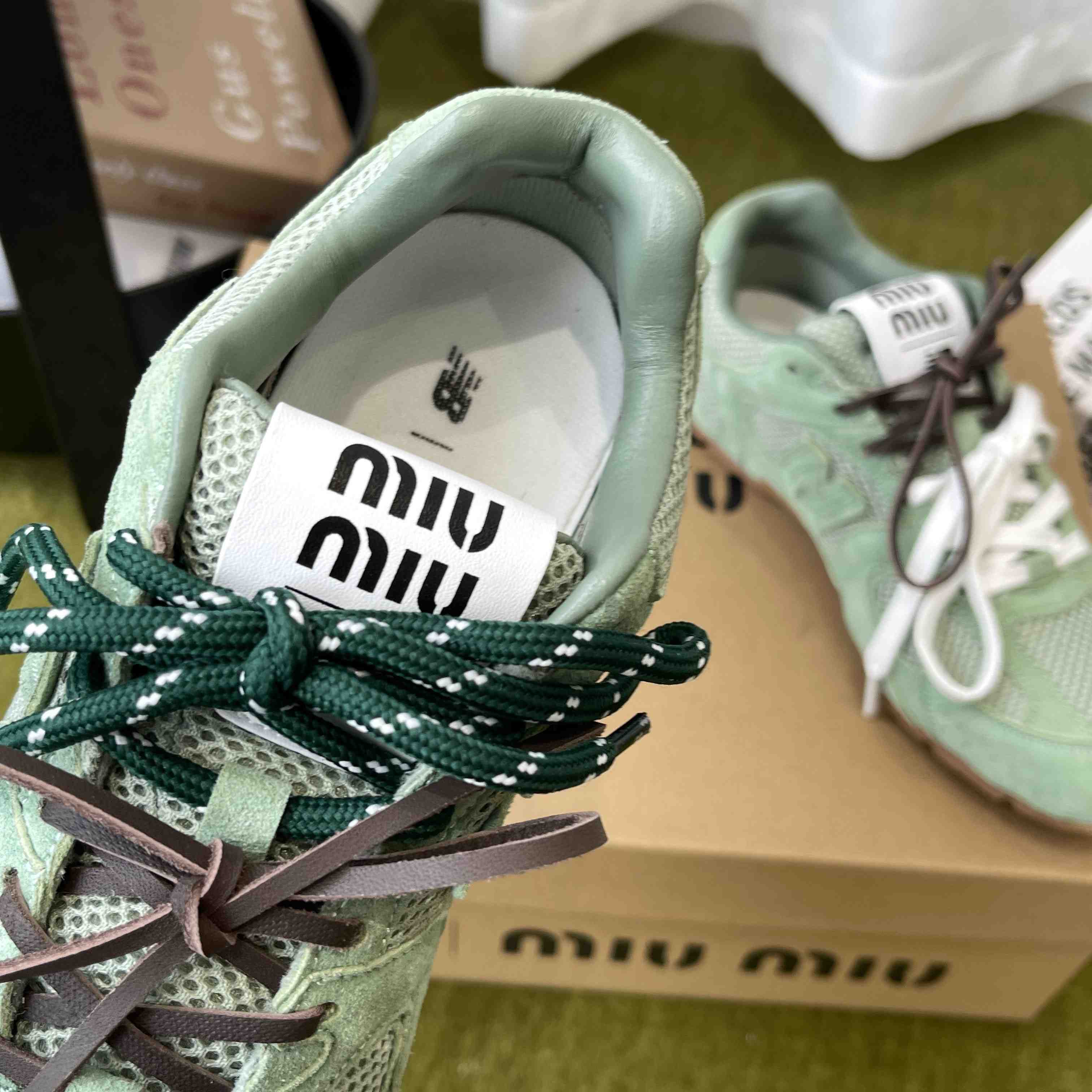 New Balance X Miu Miu 530 SL Suede And Mesh Sneakers - DopestKickz