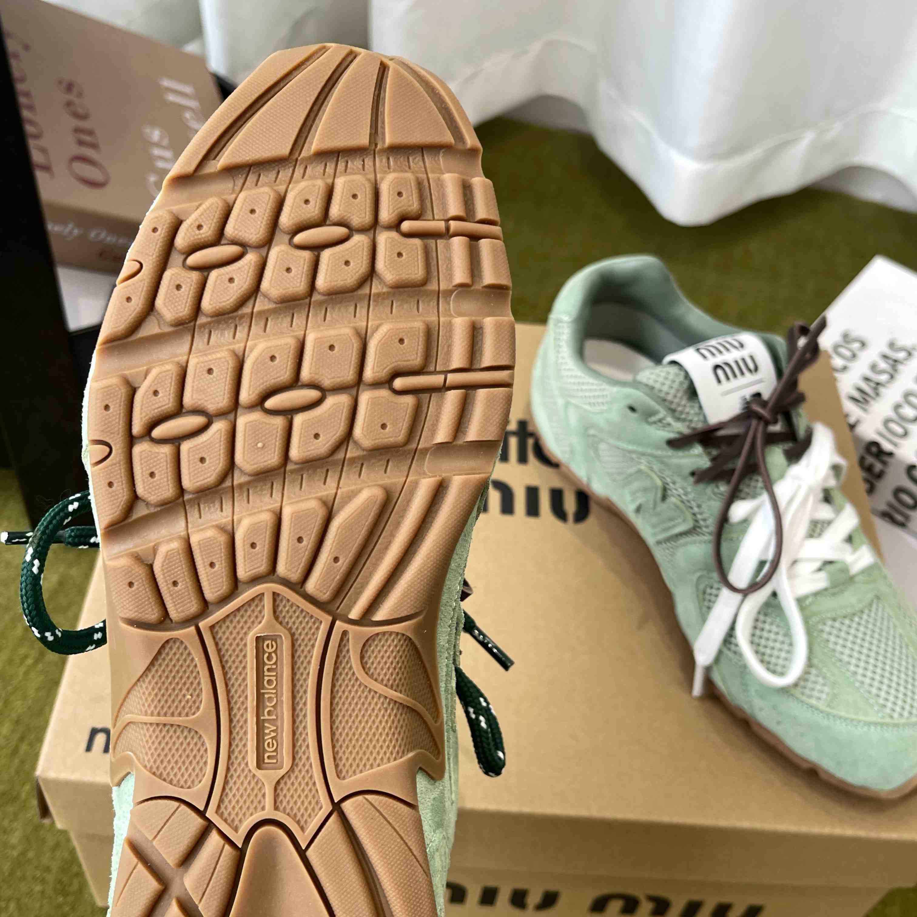 New Balance X Miu Miu 530 SL Suede And Mesh Sneakers - DopestKickz