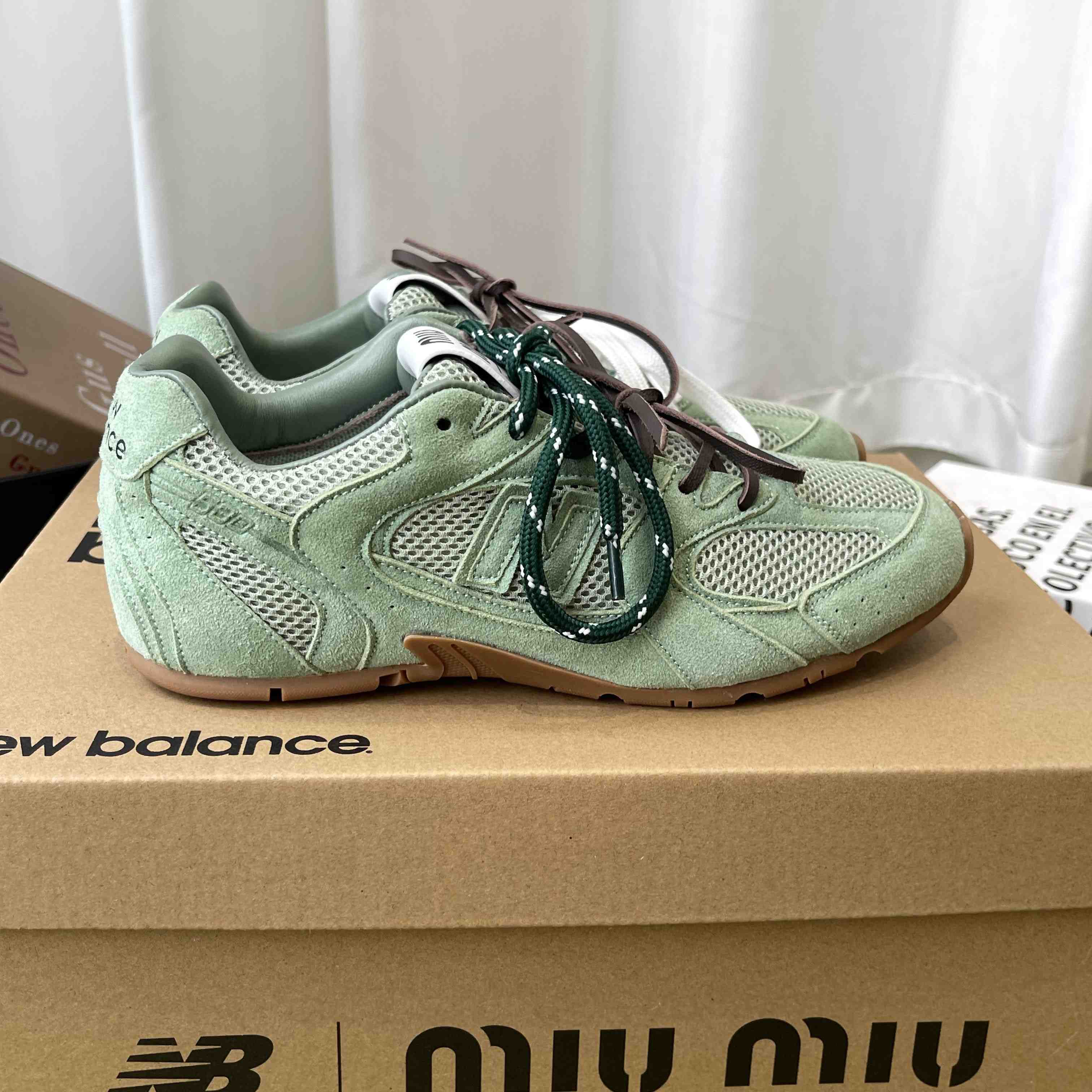 New Balance X Miu Miu 530 SL Suede And Mesh Sneakers - DopestKickz