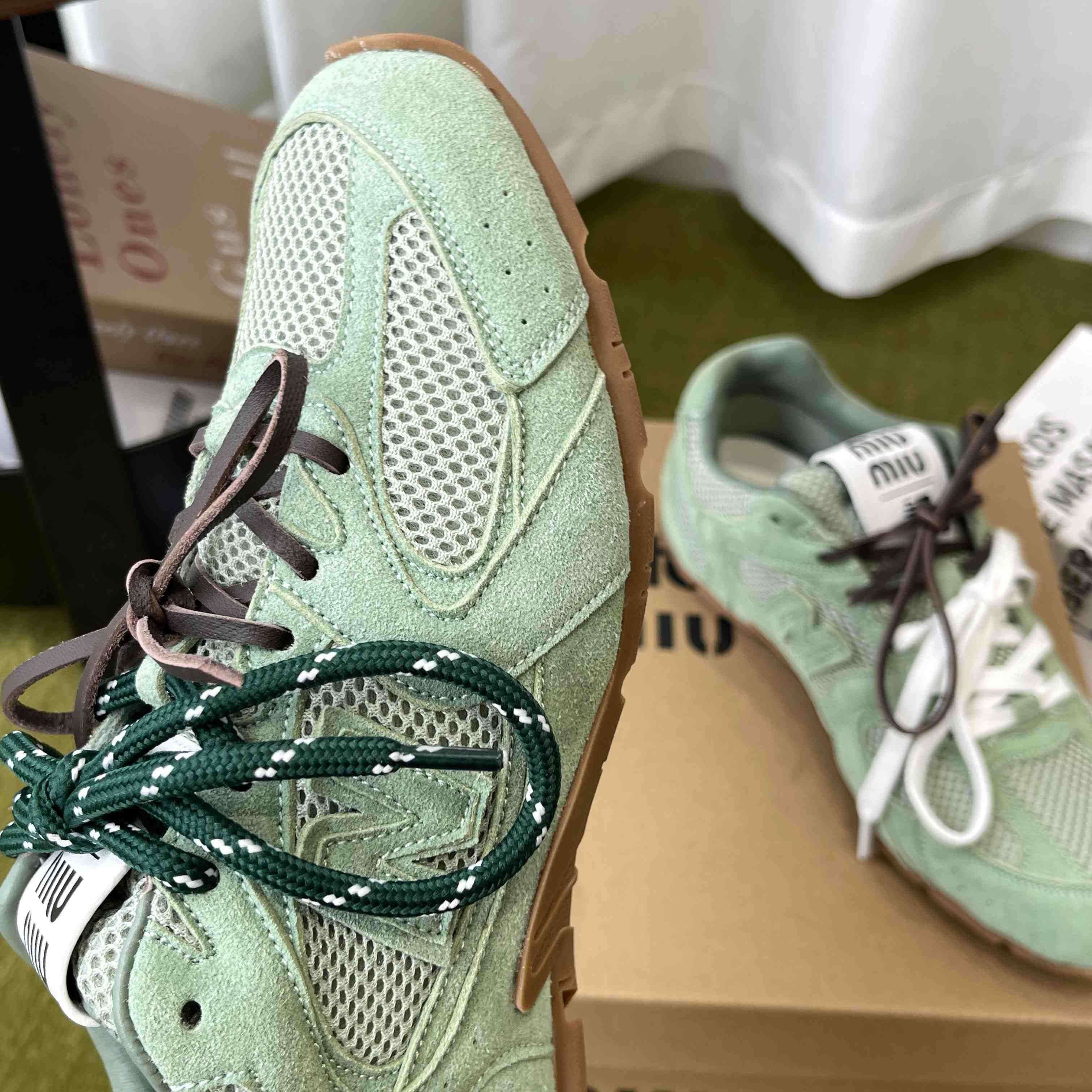 New Balance X Miu Miu 530 SL Suede And Mesh Sneakers - DopestKickz