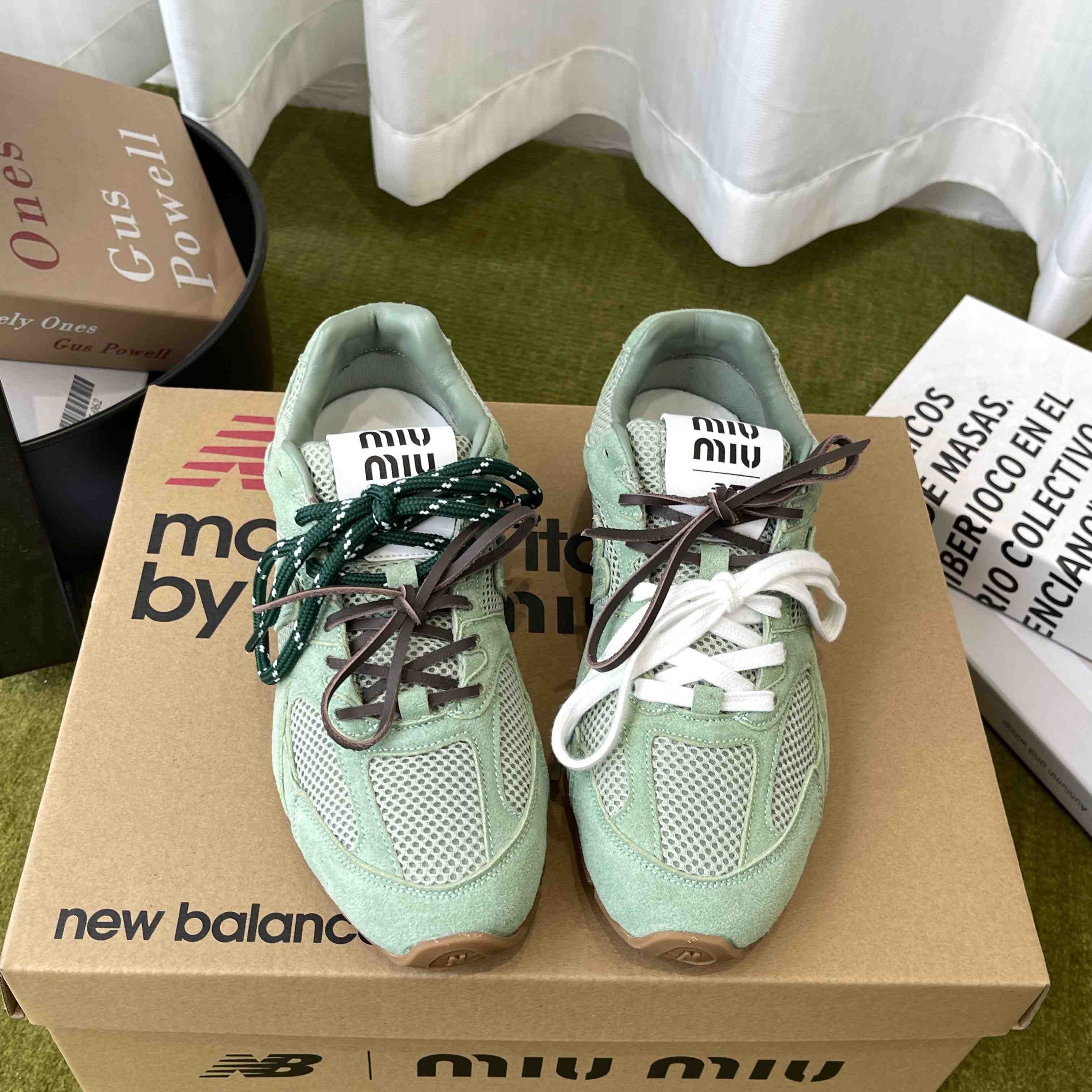 New Balance X Miu Miu 530 SL Suede And Mesh Sneakers - DopestKickz