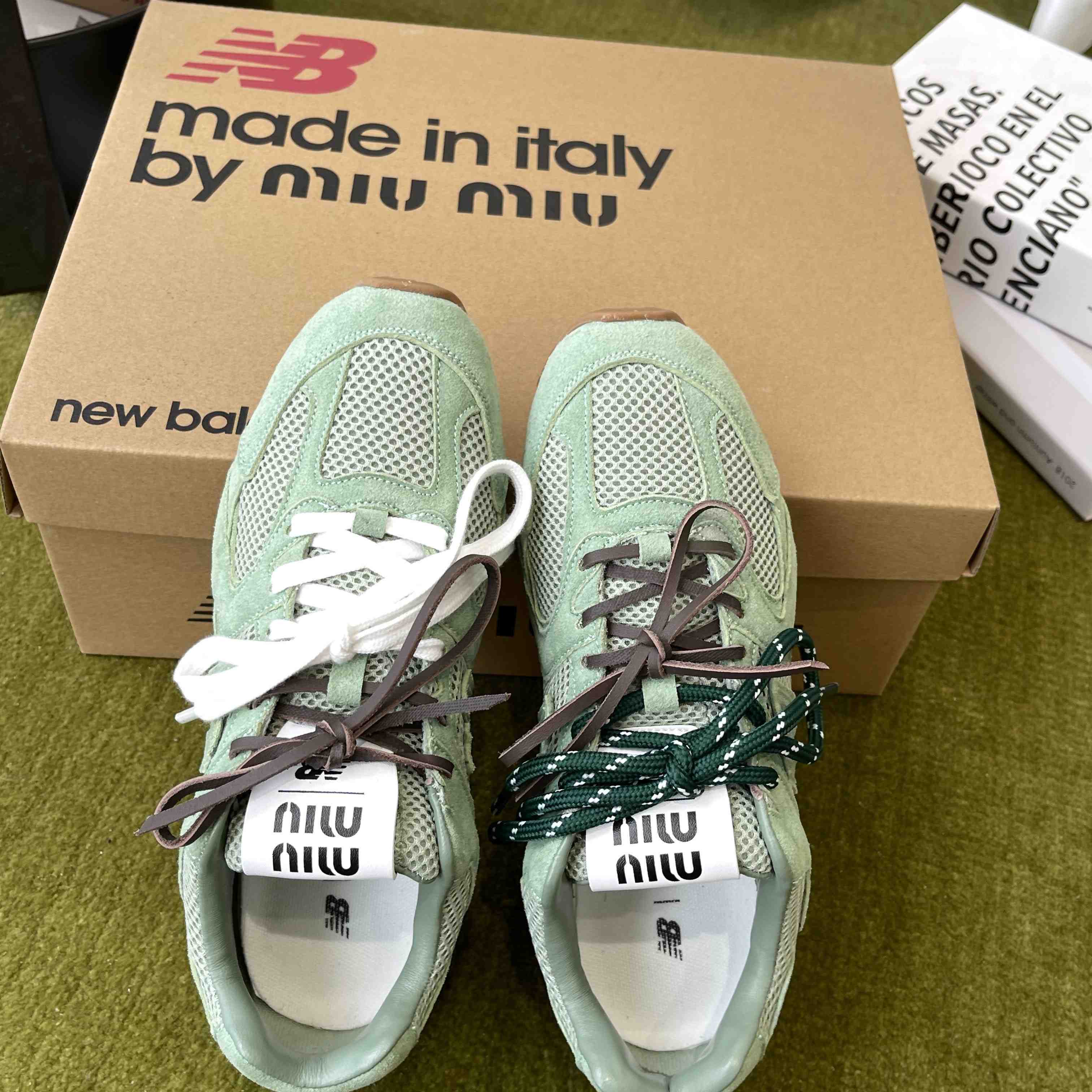 New Balance X Miu Miu 530 SL Suede And Mesh Sneakers - DopestKickz