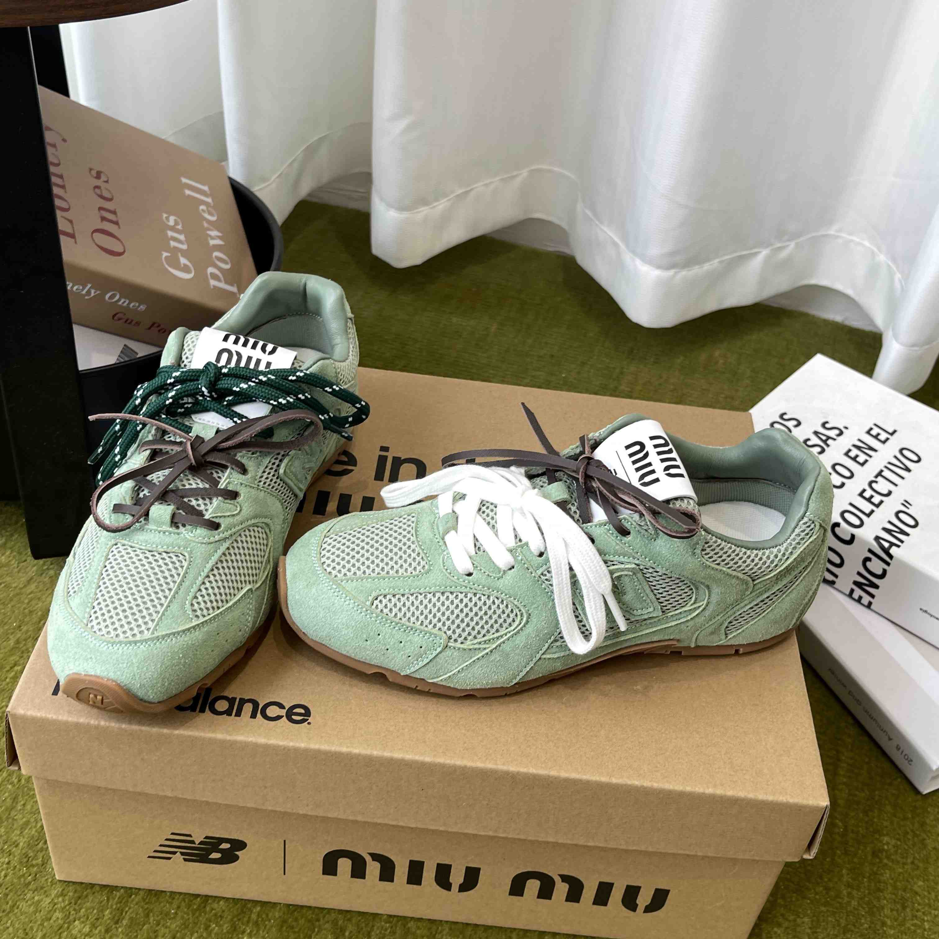 New Balance X Miu Miu 530 SL Suede And Mesh Sneakers - DopestKickz