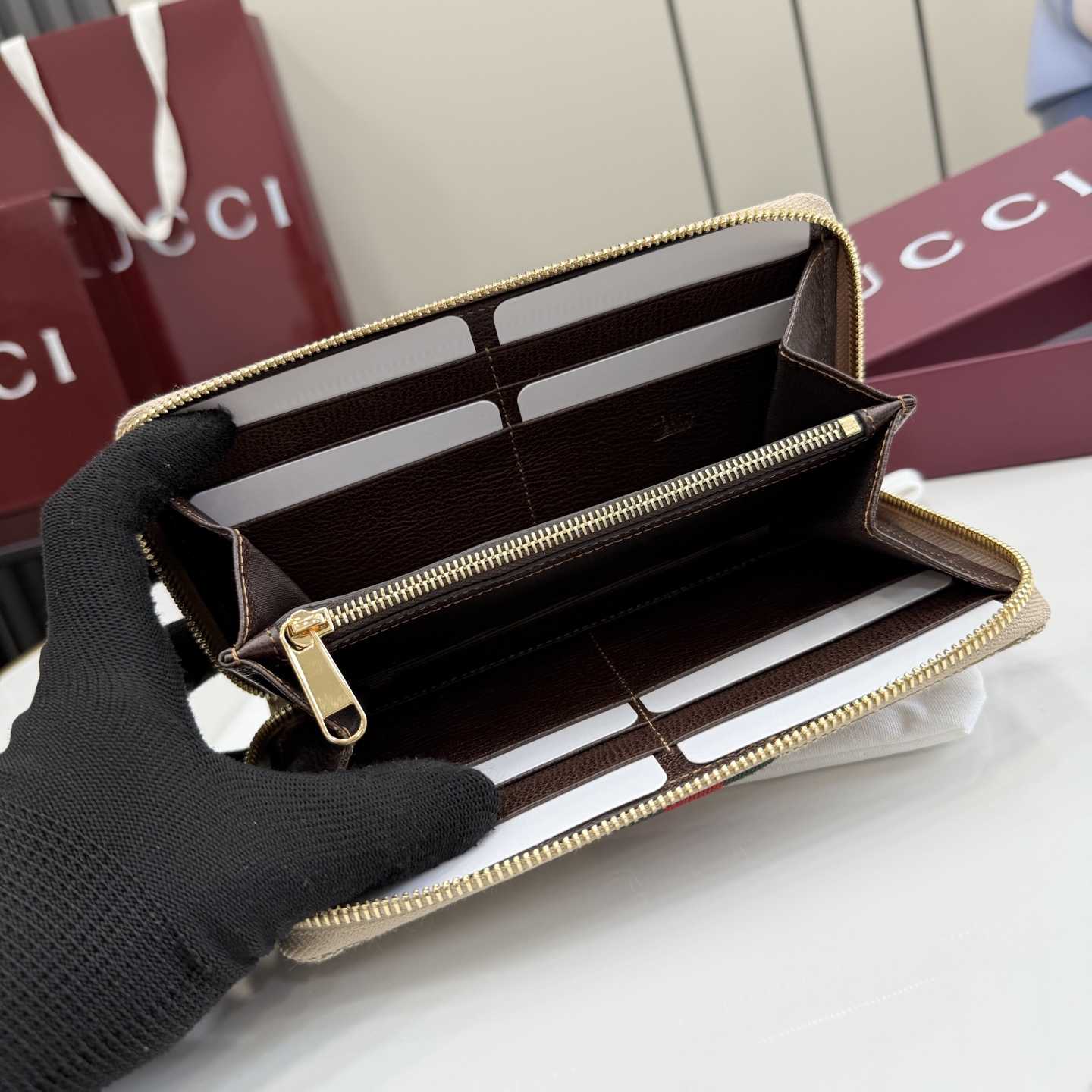 Gucci Horsebit Web Zip Around Wallet - DopestKickz