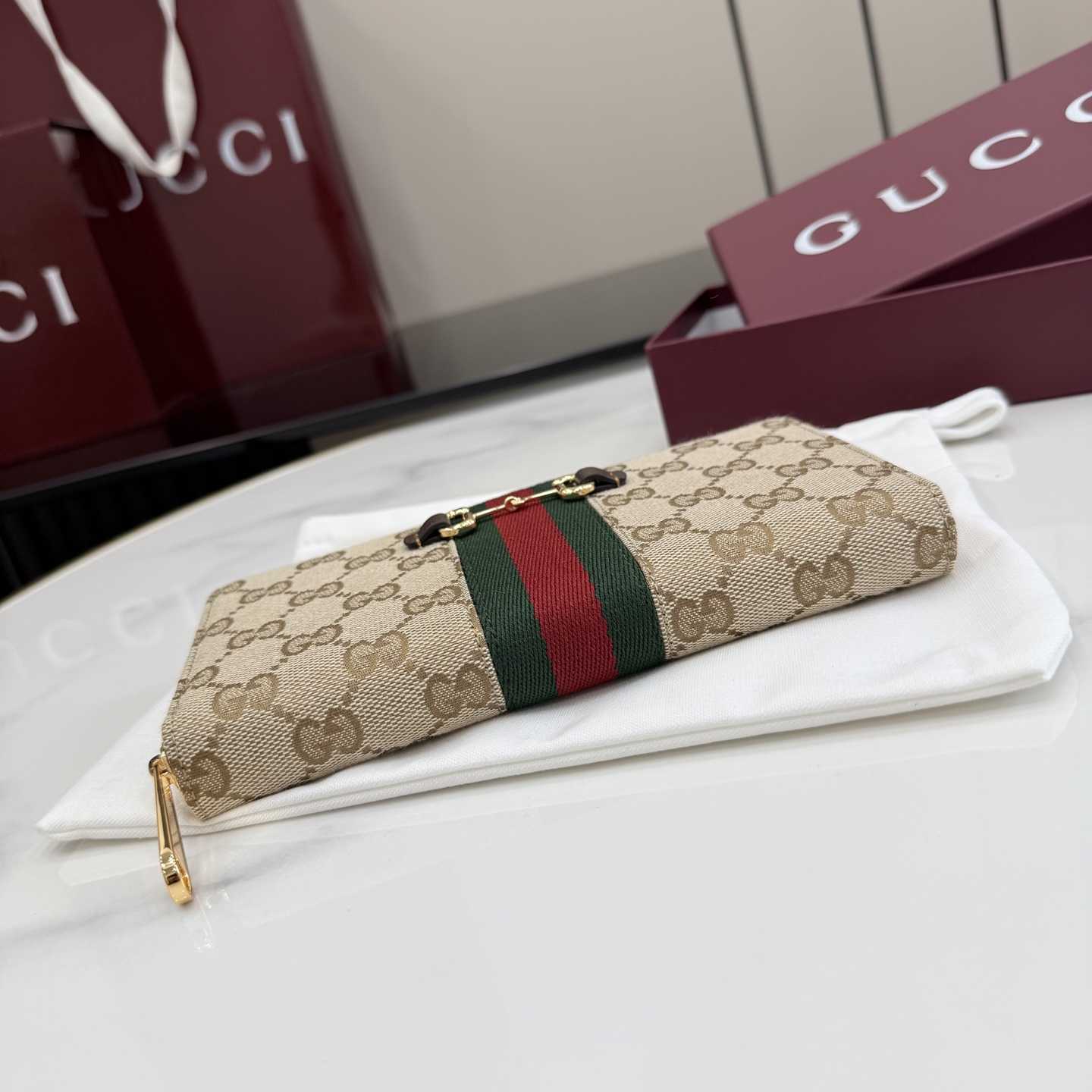 Gucci Horsebit Web Zip Around Wallet - DopestKickz