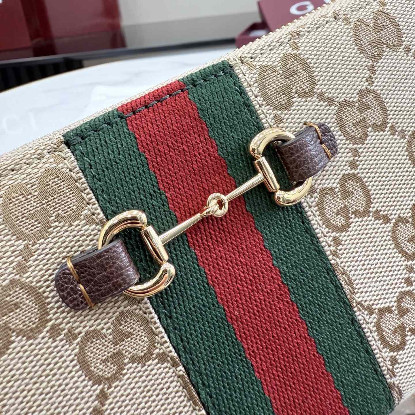 Gucci Horsebit Web Zip Around Wallet - DopestKickz