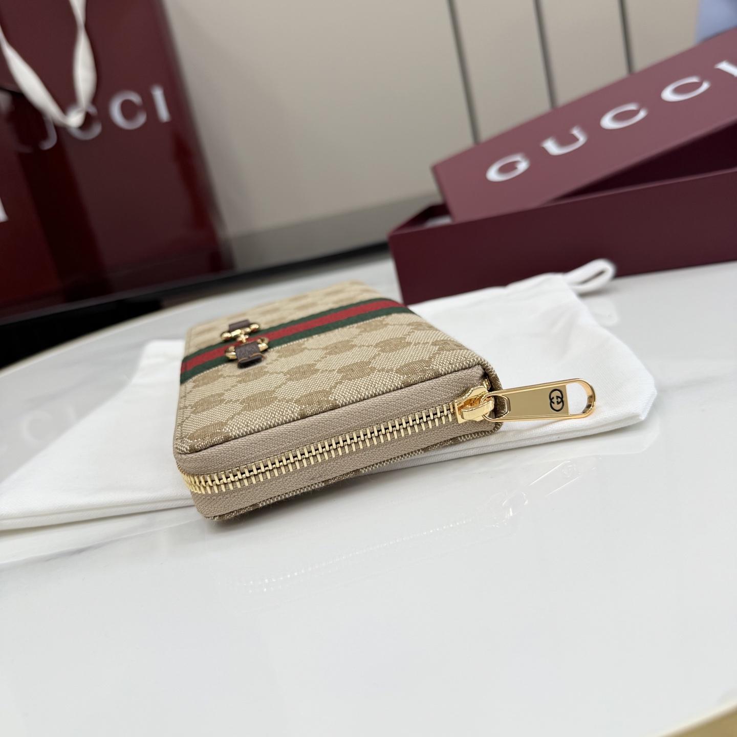 Gucci Horsebit Web Zip Around Wallet - DopestKickz