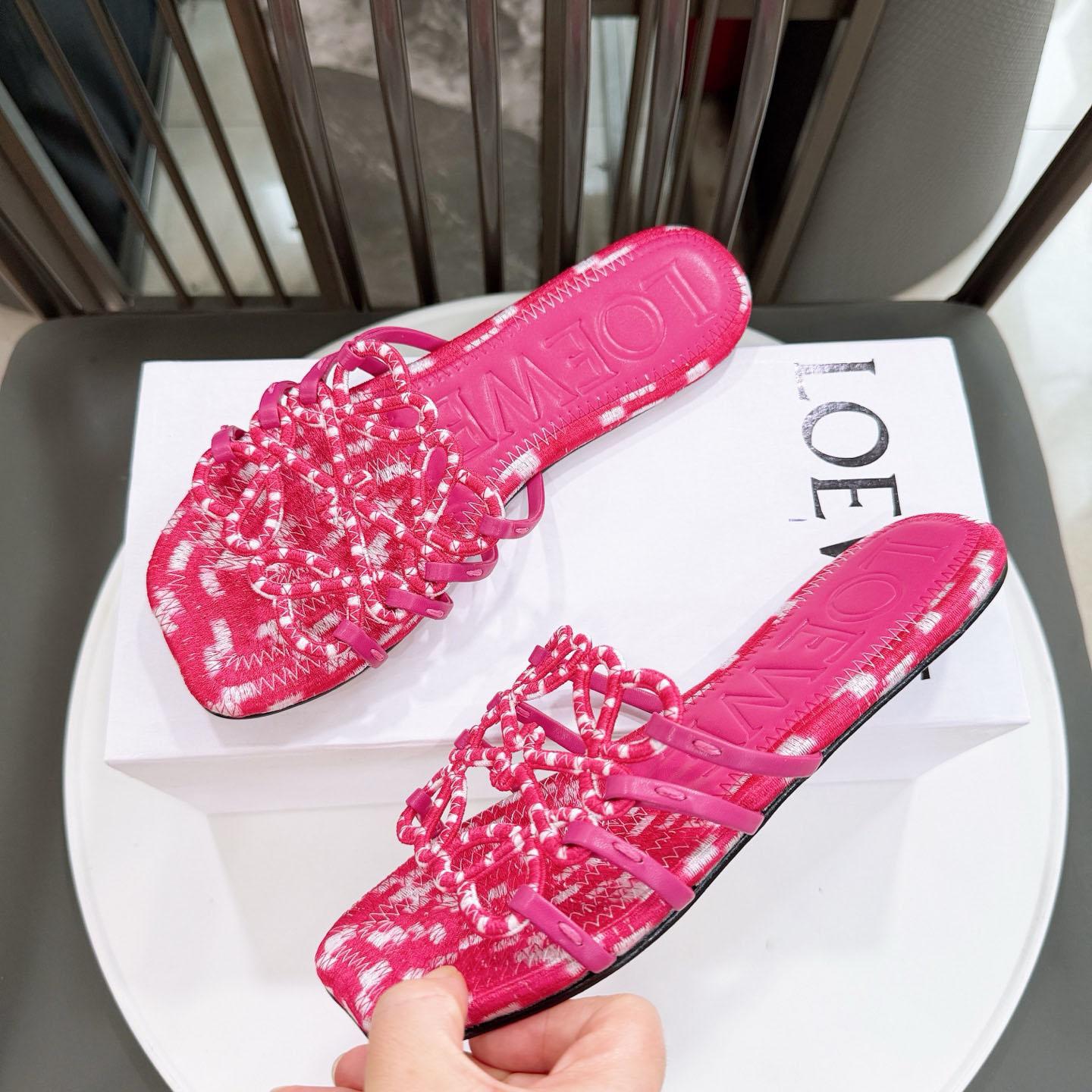 Loewe Petal Anagram Slide In Embroidered Canvas - DopestKickz