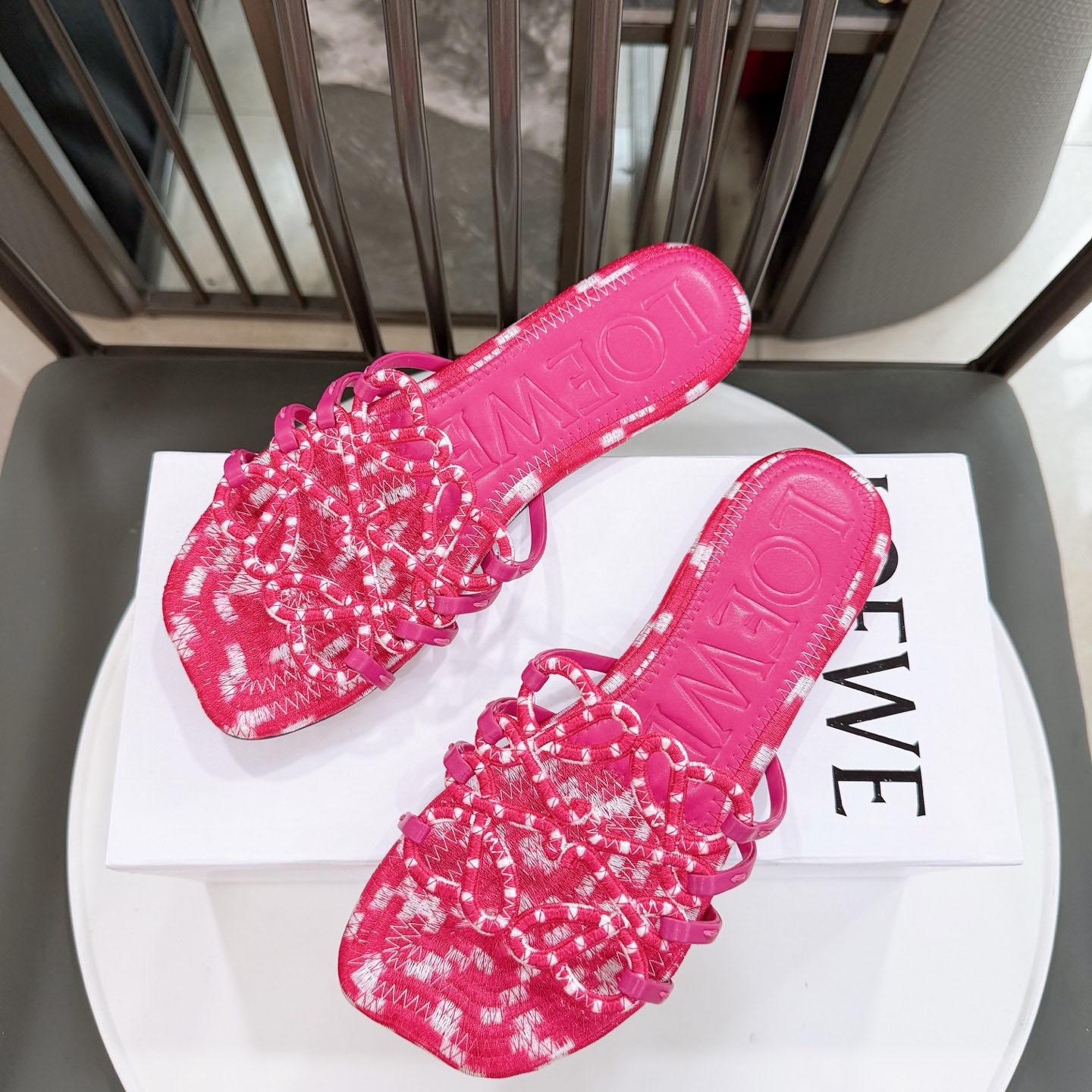 Loewe Petal Anagram Slide In Embroidered Canvas - DopestKickz