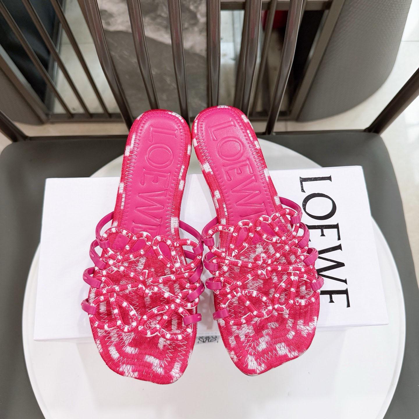 Loewe Petal Anagram Slide In Embroidered Canvas - DopestKickz