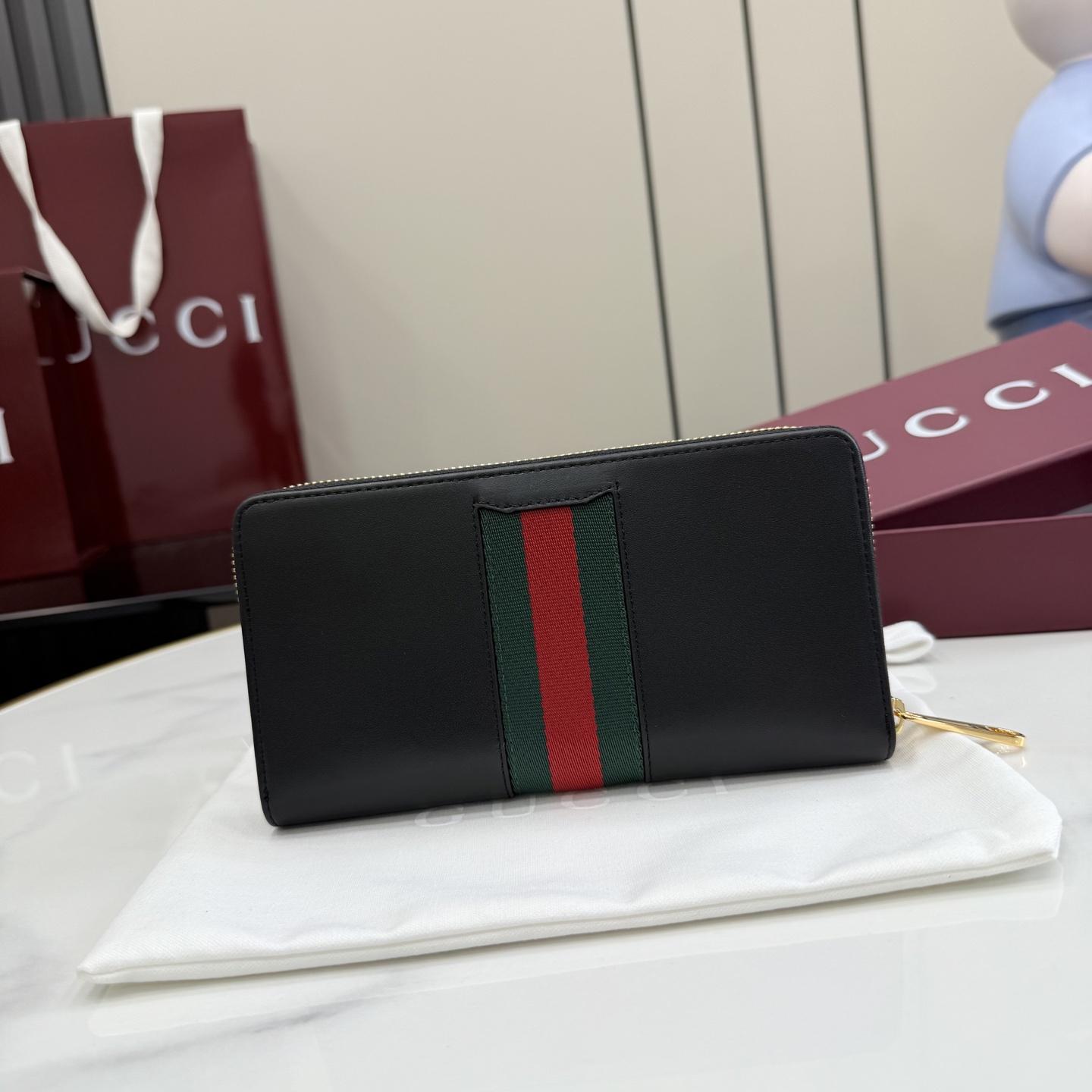 Gucci Horsebit Web Zip Around Wallet - DopestKickz