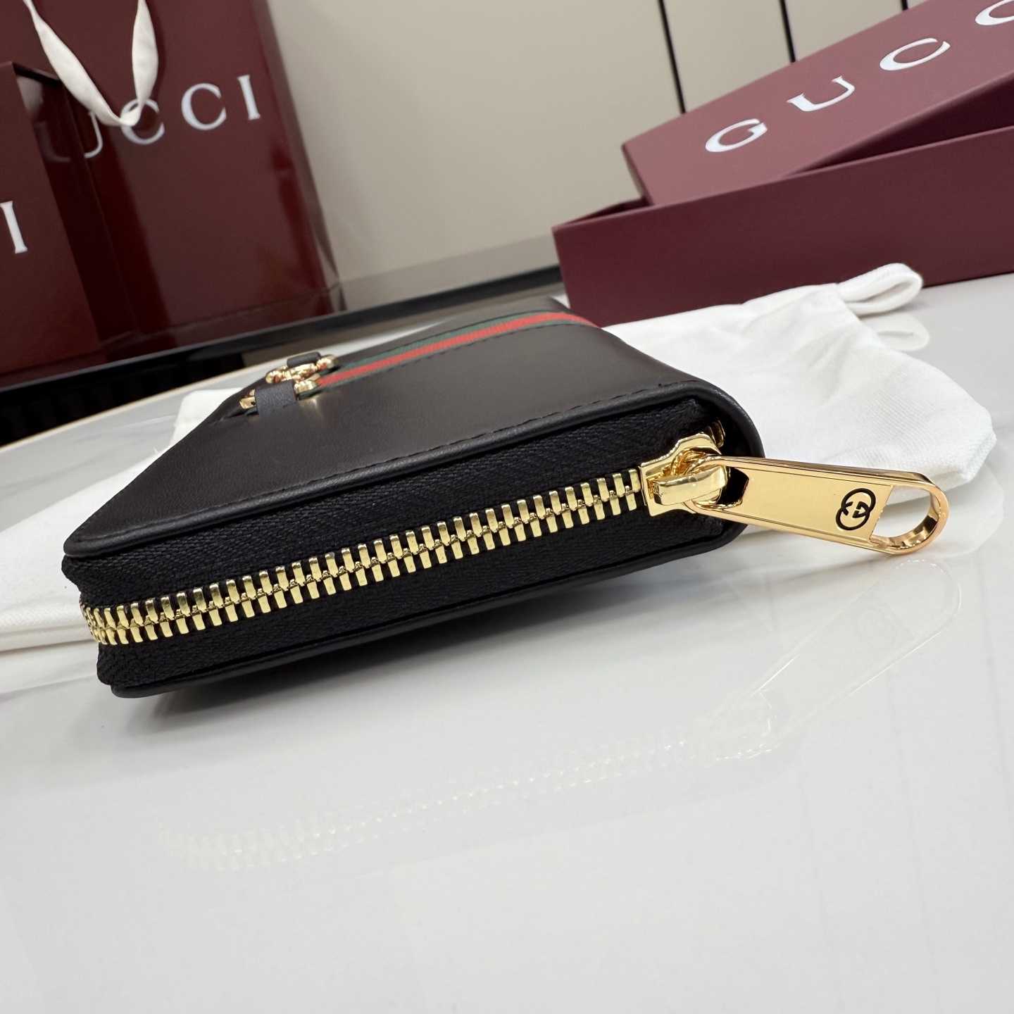 Gucci Horsebit Web Zip Around Wallet - DopestKickz