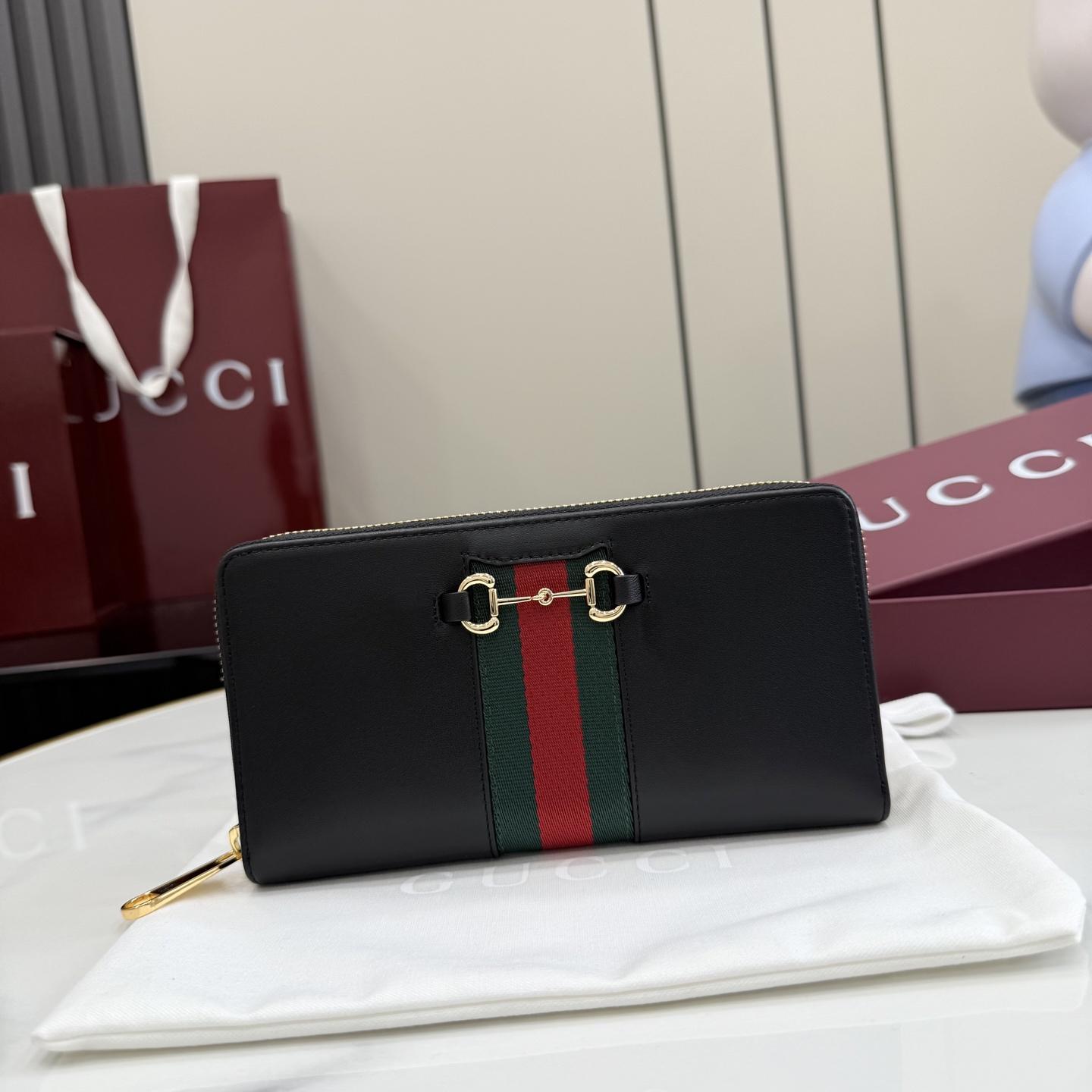 Gucci Horsebit Web Zip Around Wallet - DopestKickz