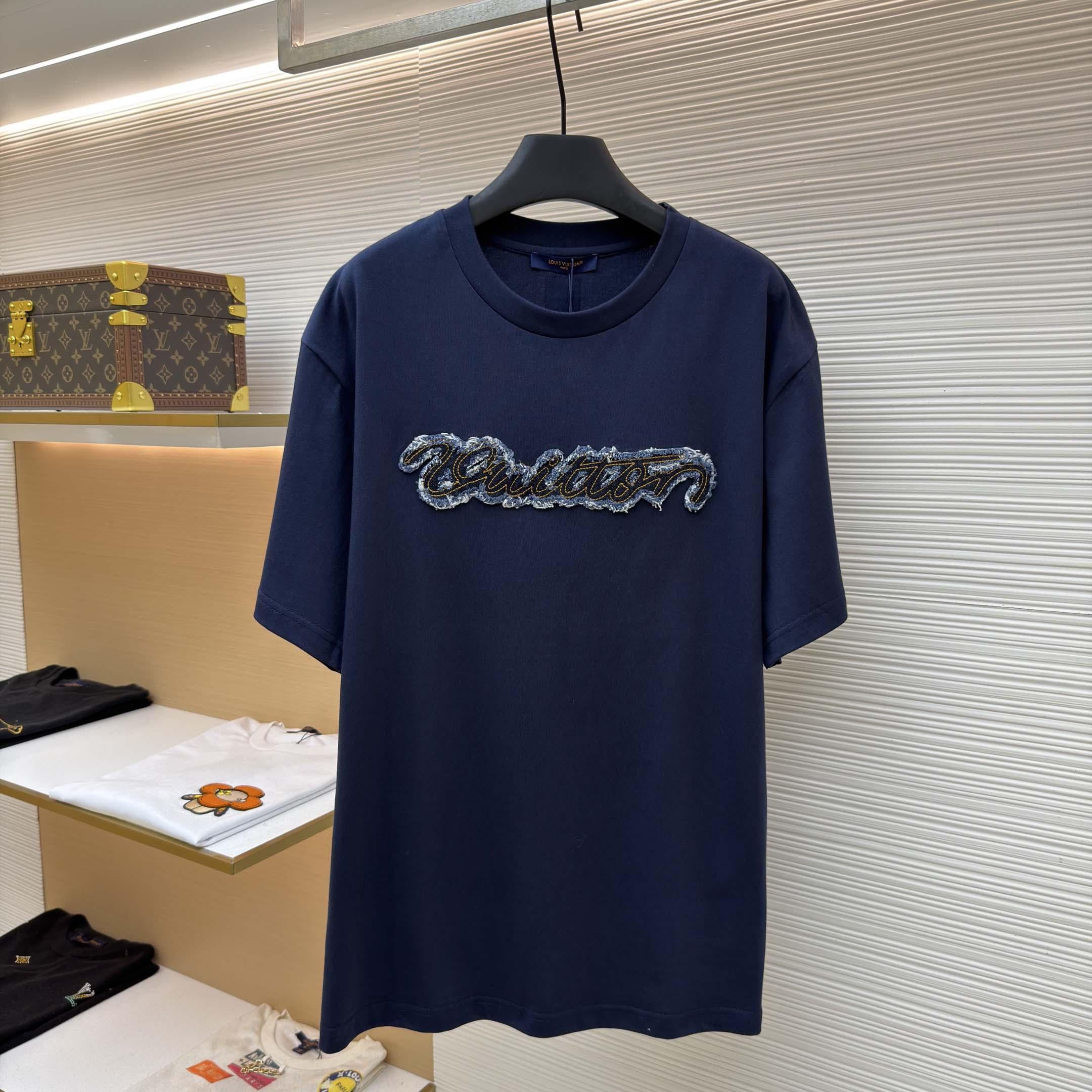 Louis Vuitton Denim Signature T-Shirt   1AK7HB - DopestKickz