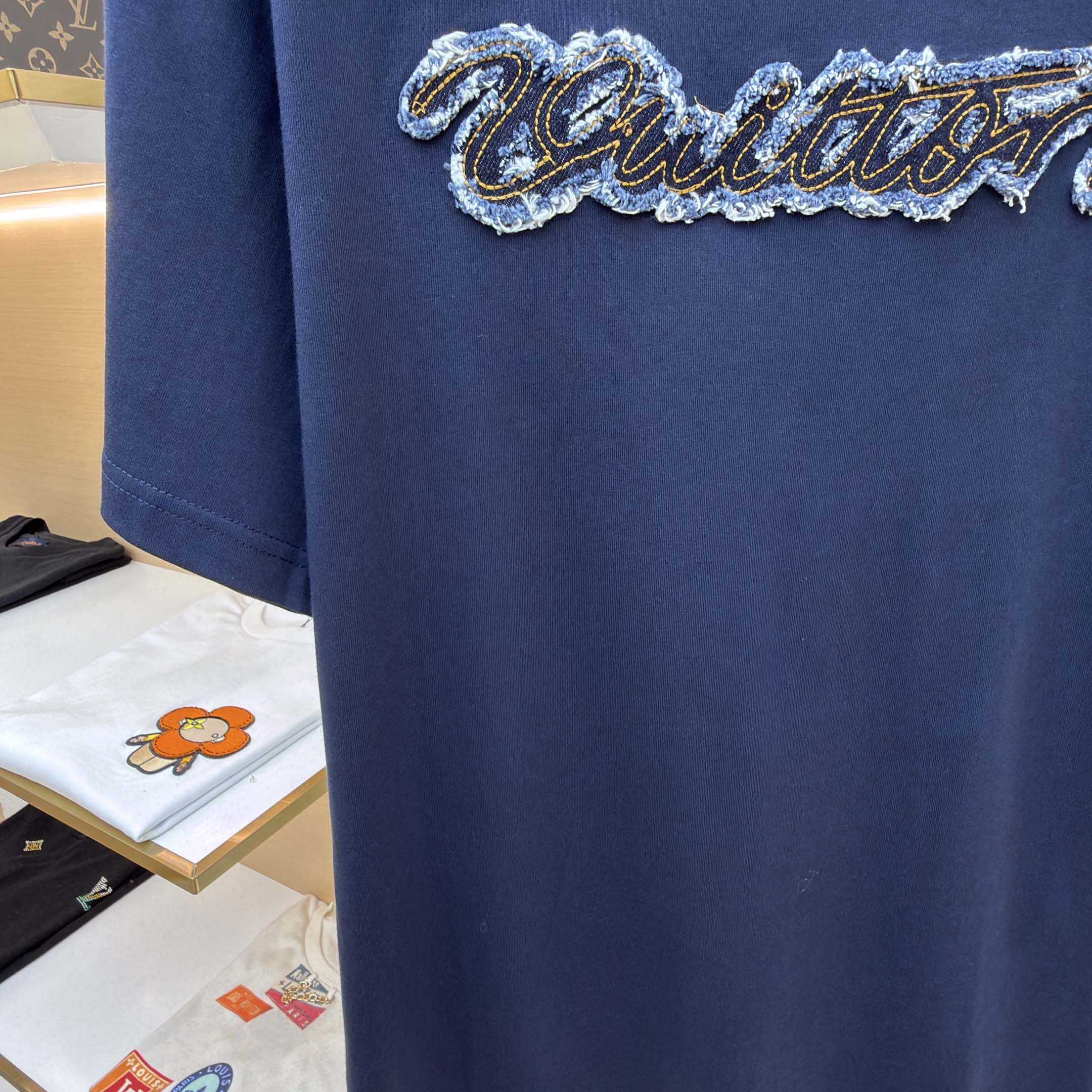Louis Vuitton Denim Signature T-Shirt   1AK7HB - DopestKickz