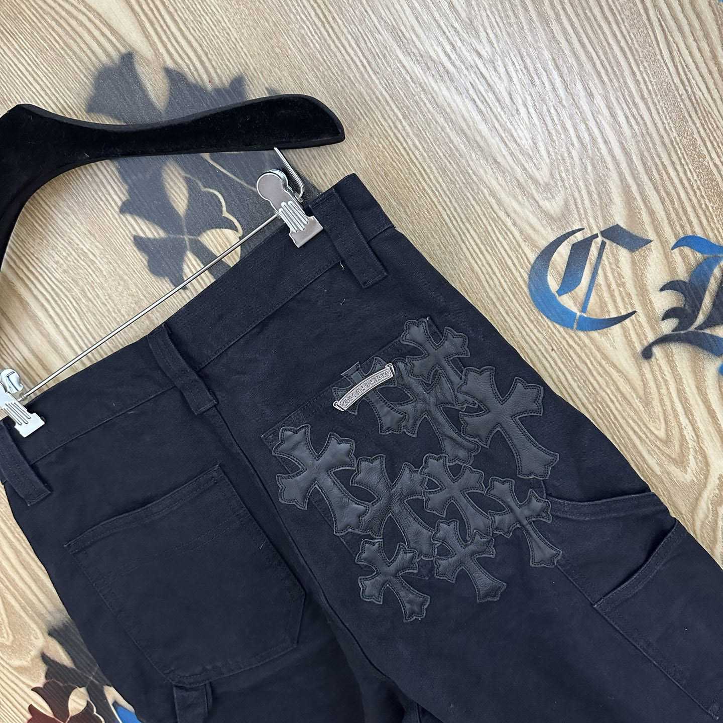 Chrome Hearts Double Knee Cross Patch Shorts - DopestKickz