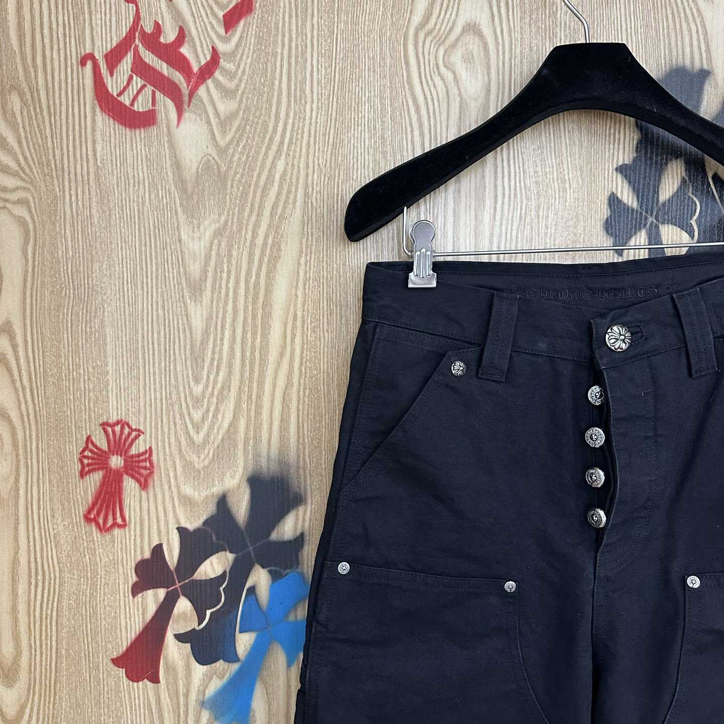 Chrome Hearts Double Knee Cross Patch Shorts - DopestKickz