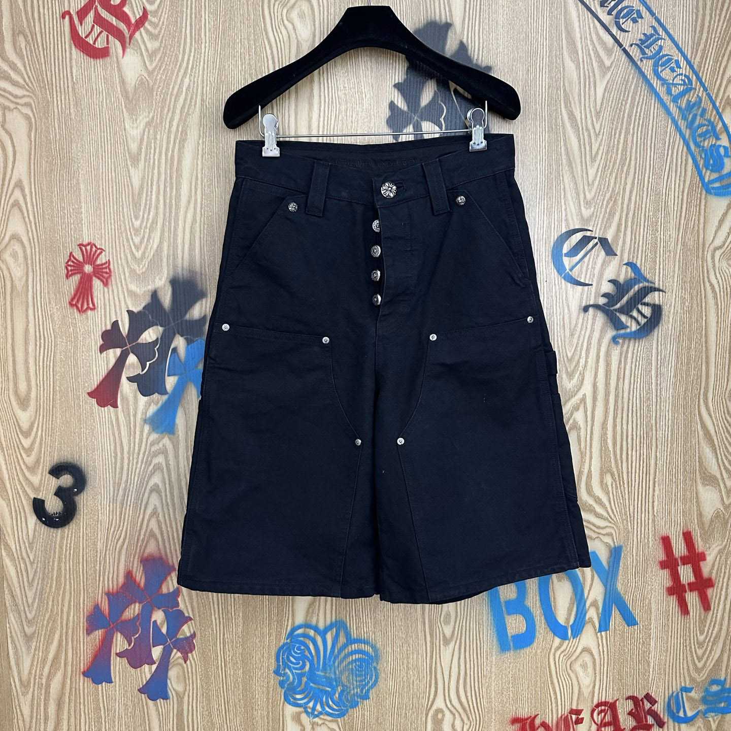 Chrome Hearts Double Knee Cross Patch Shorts - DopestKickz