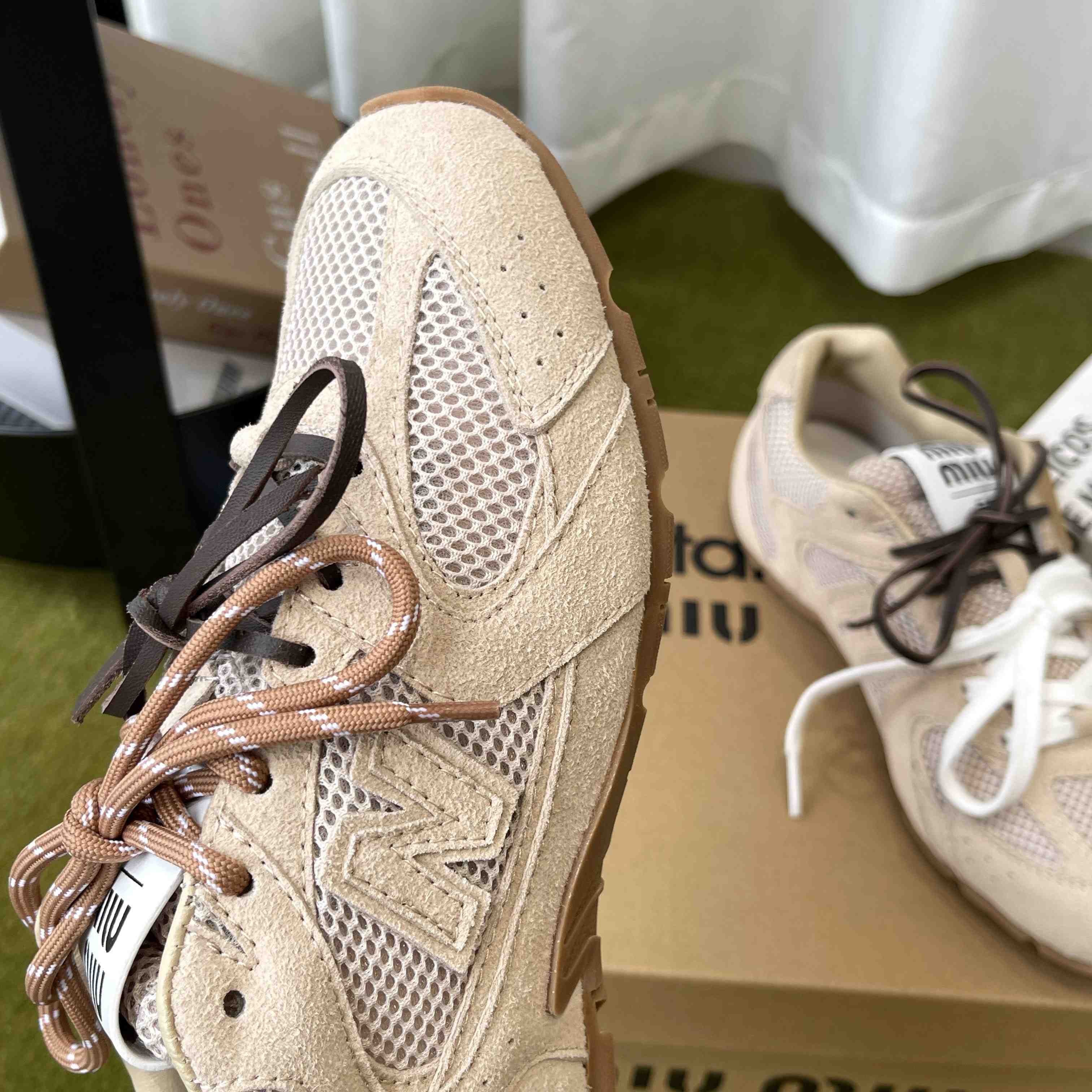 New Balance X Miu Miu 530 SL Suede And Mesh Sneakers - DopestKickz