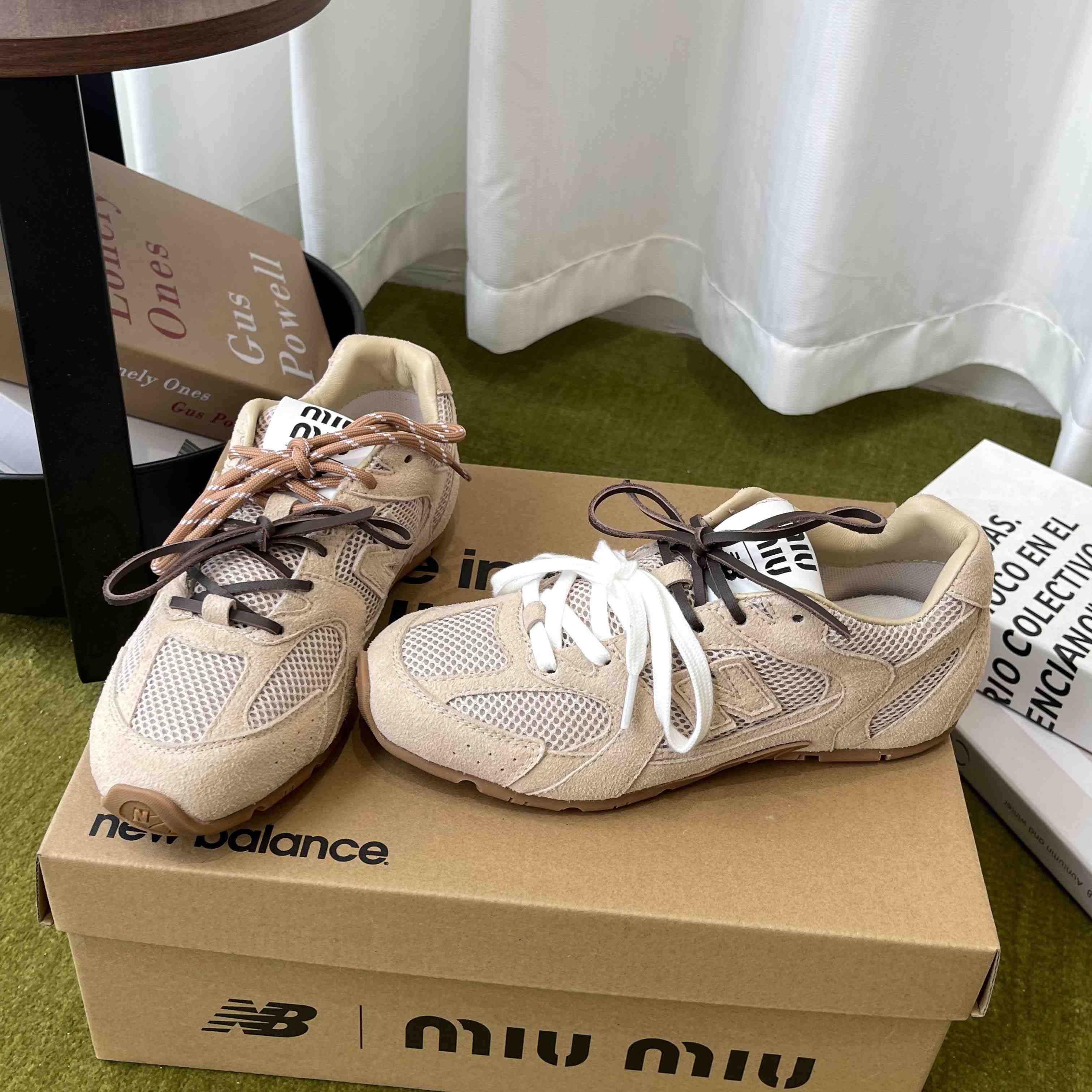 New Balance X Miu Miu 530 SL Suede And Mesh Sneakers - DopestKickz