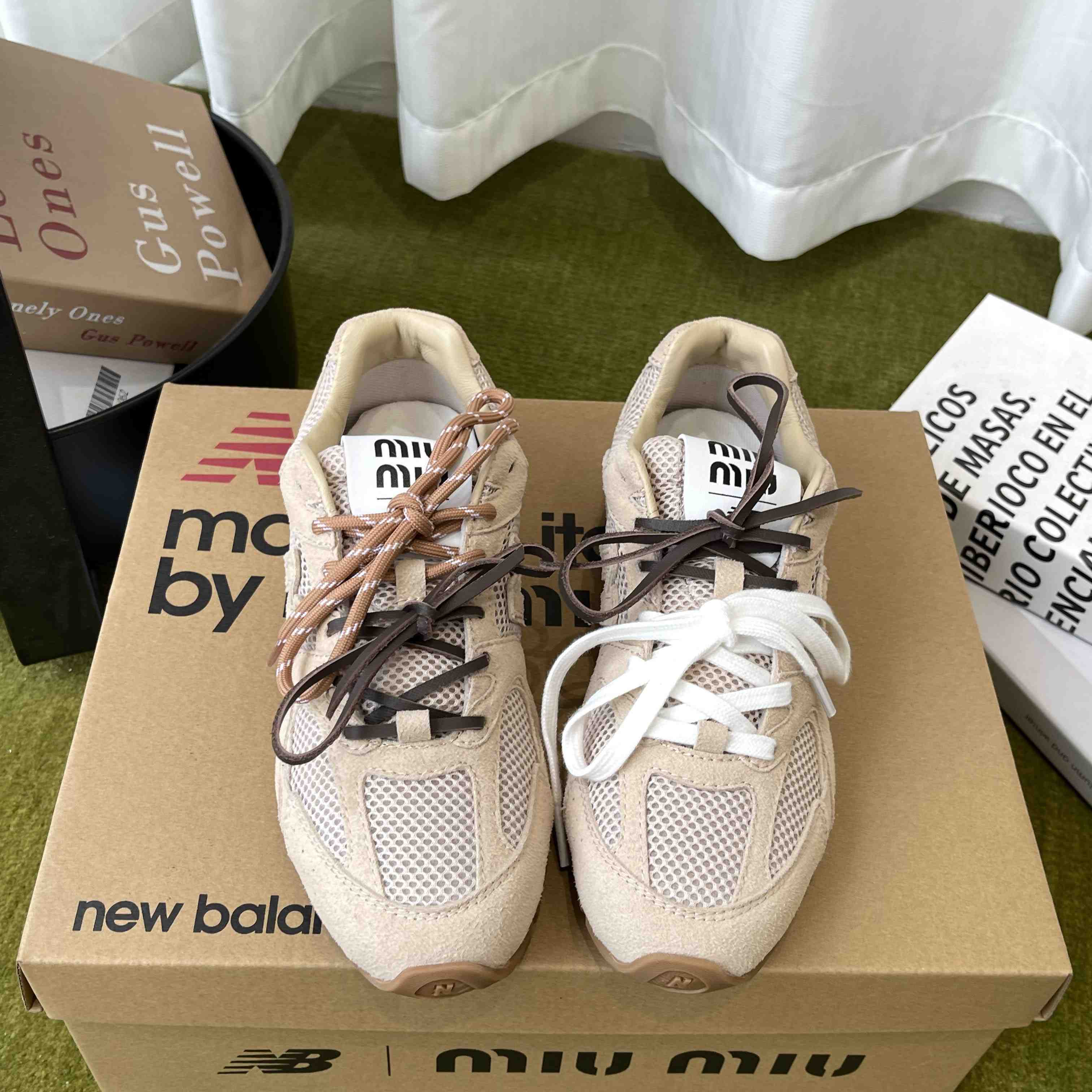 New Balance X Miu Miu 530 SL Suede And Mesh Sneakers - DopestKickz
