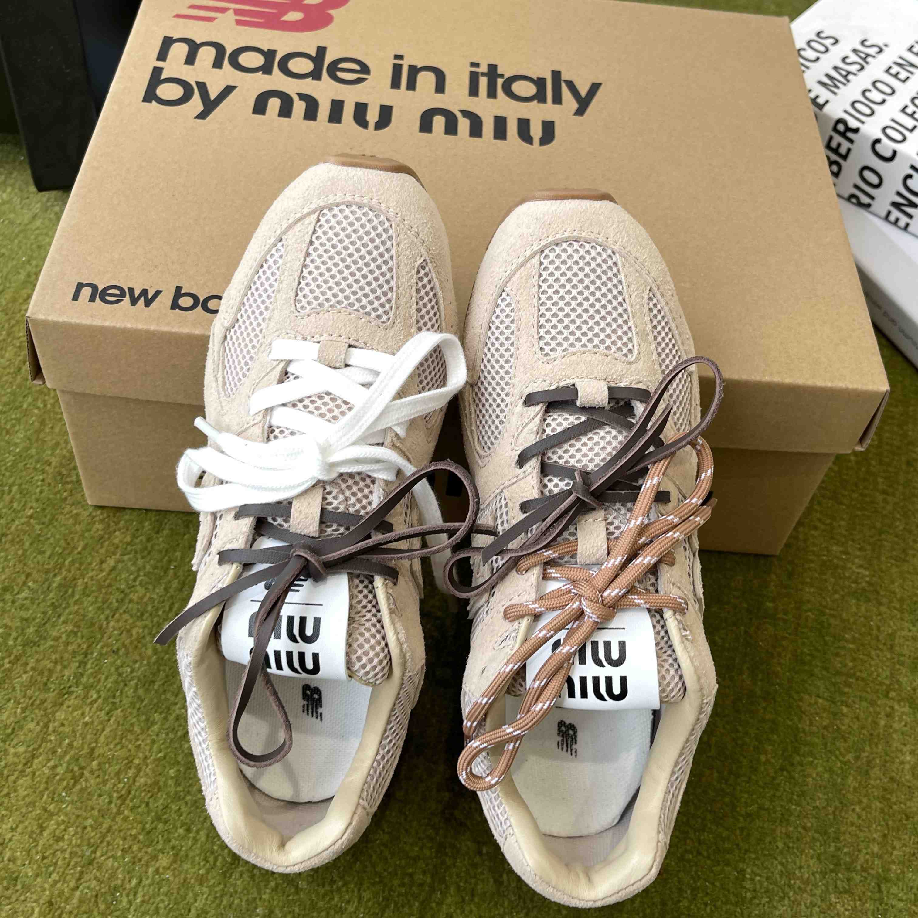 New Balance X Miu Miu 530 SL Suede And Mesh Sneakers - DopestKickz