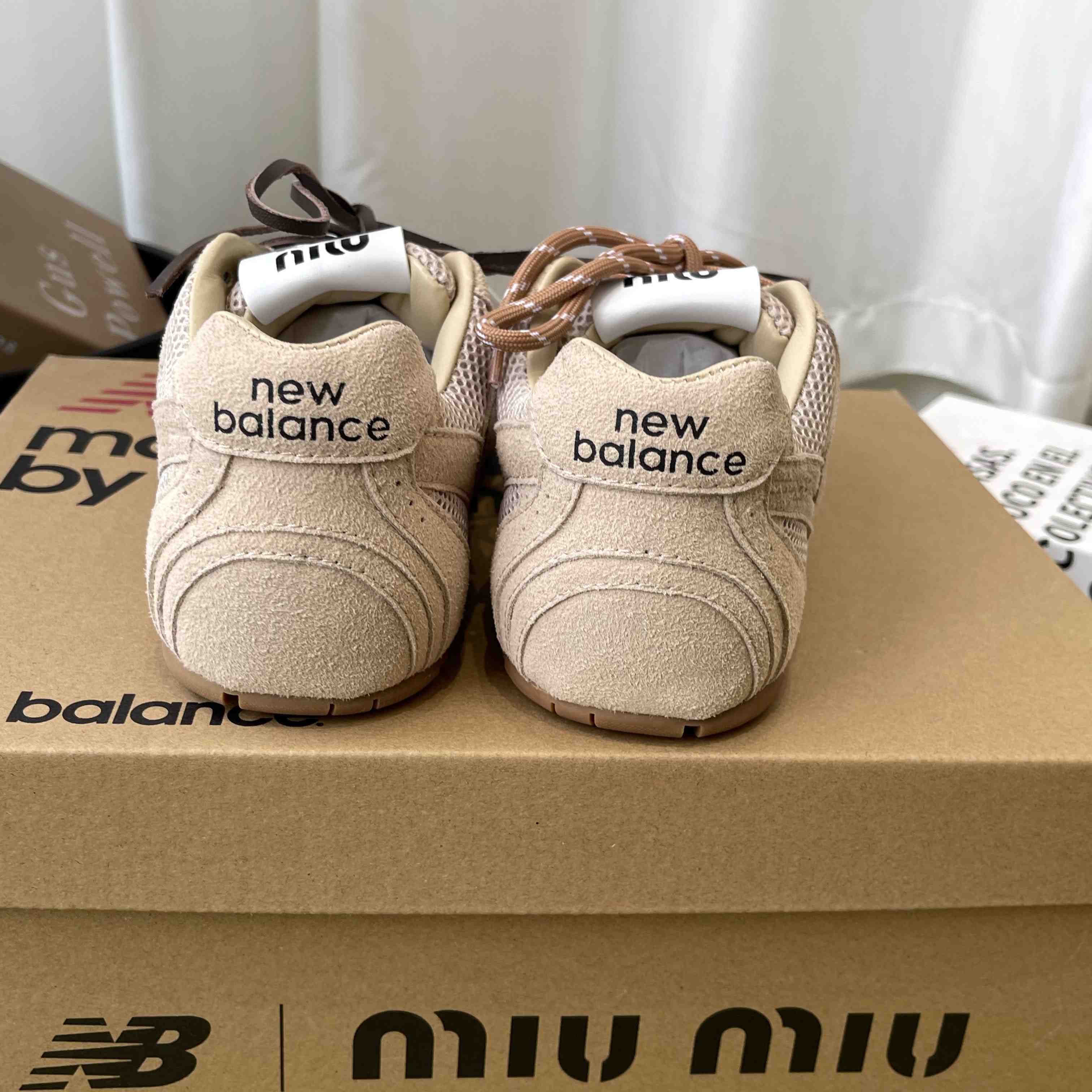 New Balance X Miu Miu 530 SL Suede And Mesh Sneakers - DopestKickz