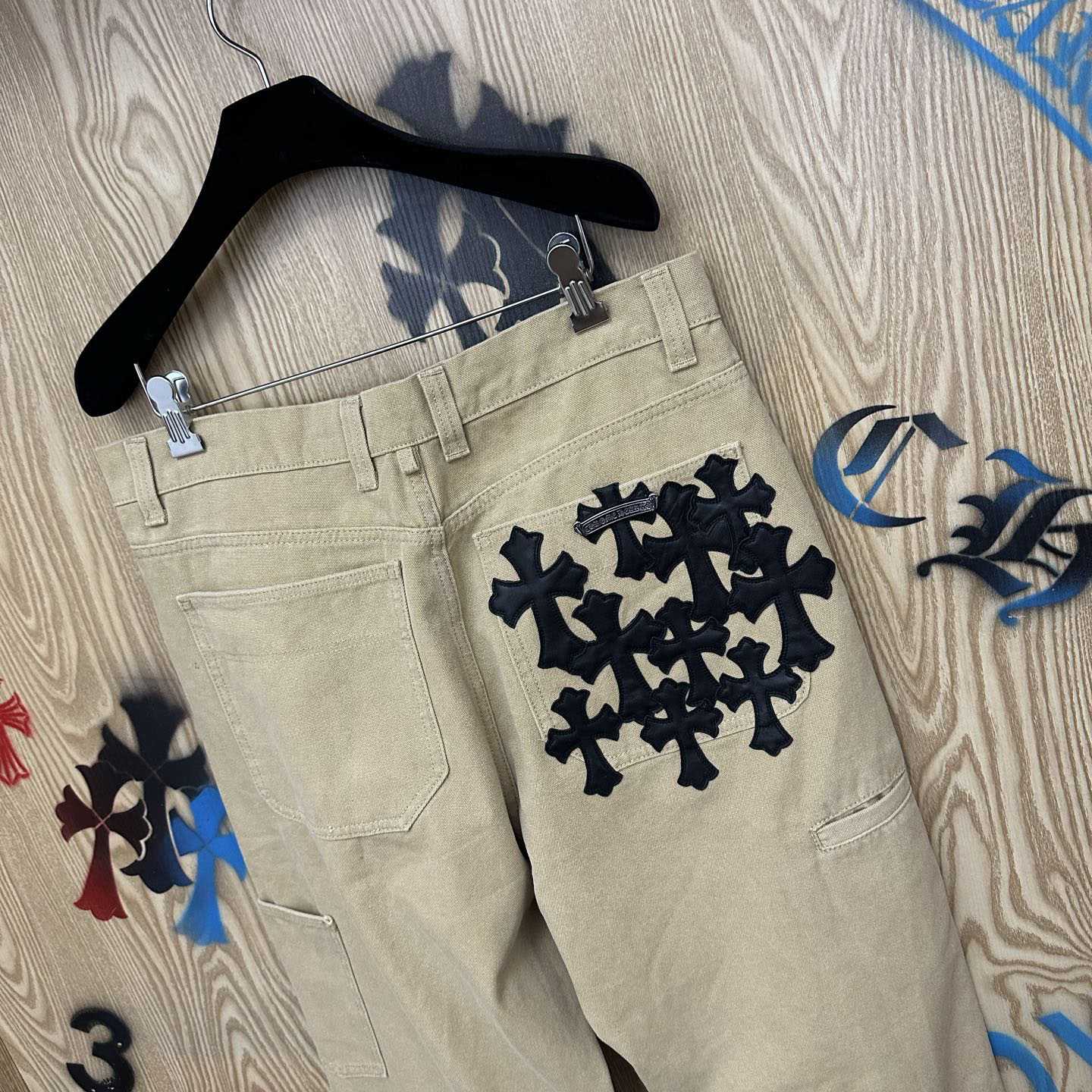 Chrome Hearts Cross Patch Double Knee Carpenter Pants - DopestKickz