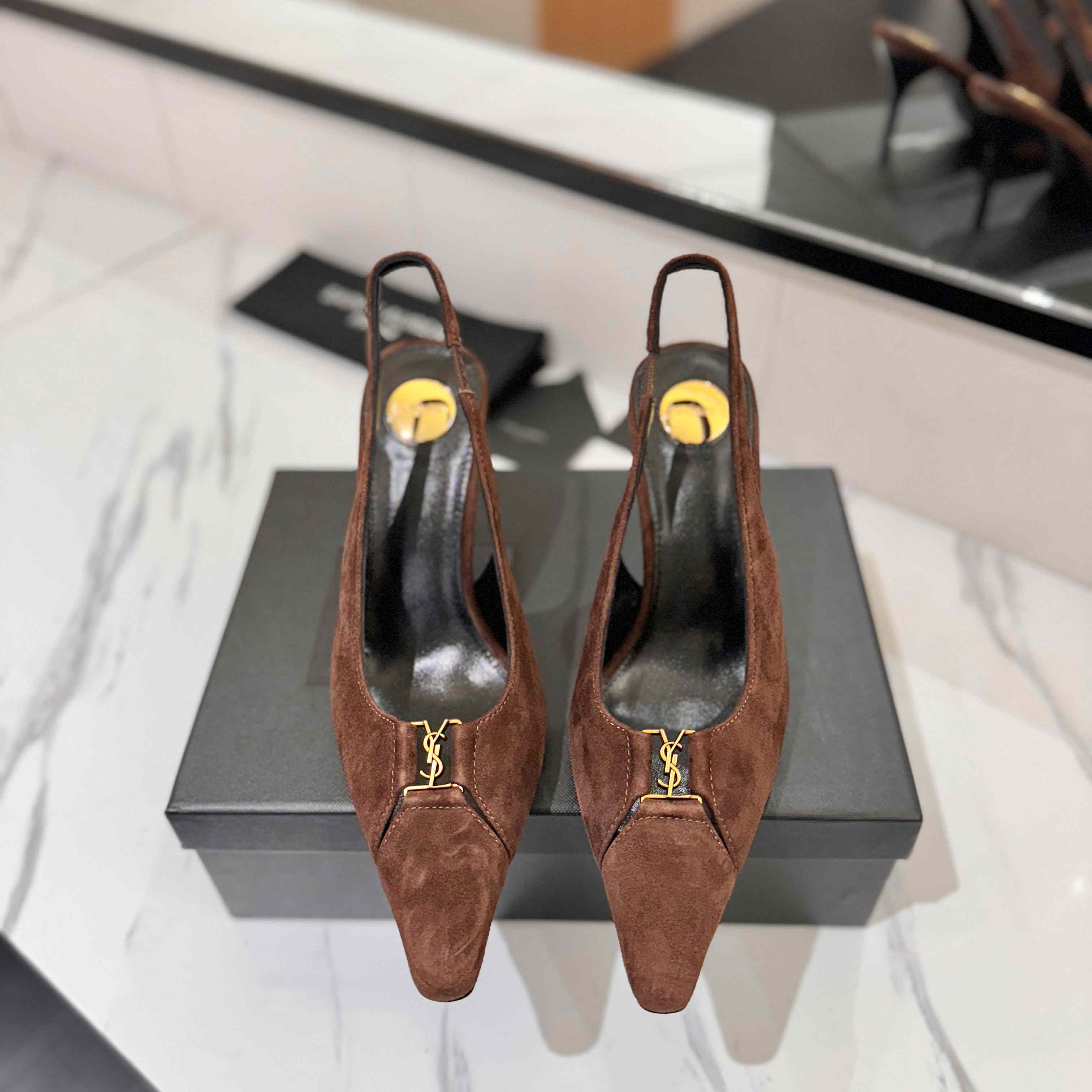 Saint Laurent Babylone Breteuil Slingback Pumps - DopestKickz