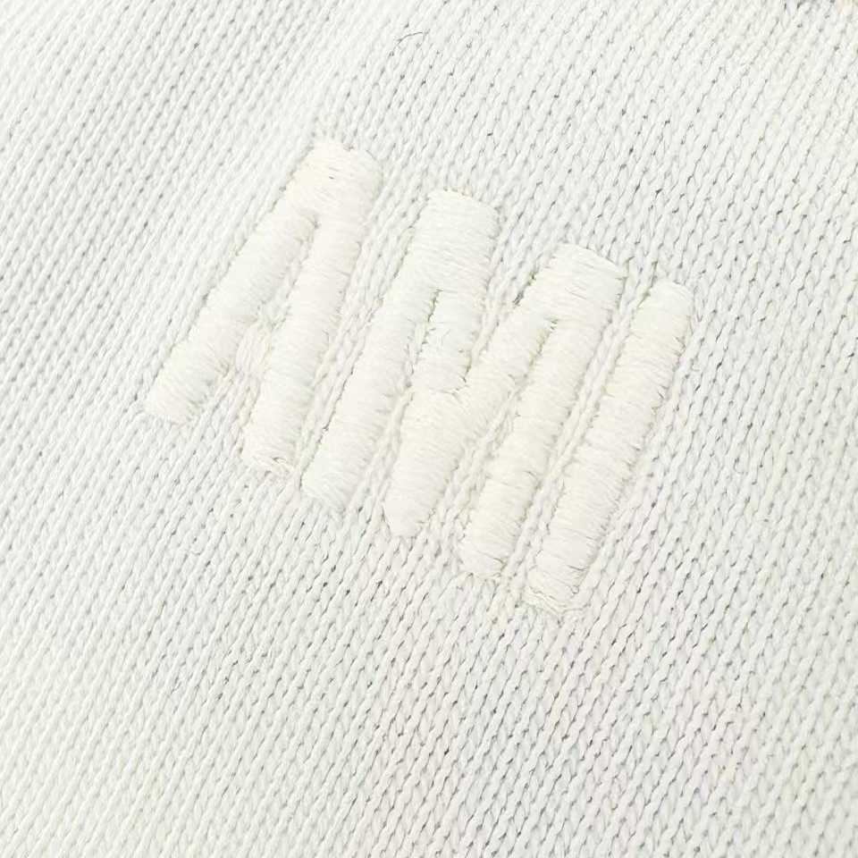AMI Paris White And Black Cotton Ami De Coeur Knitted Patch T-shirt - DopestKickz