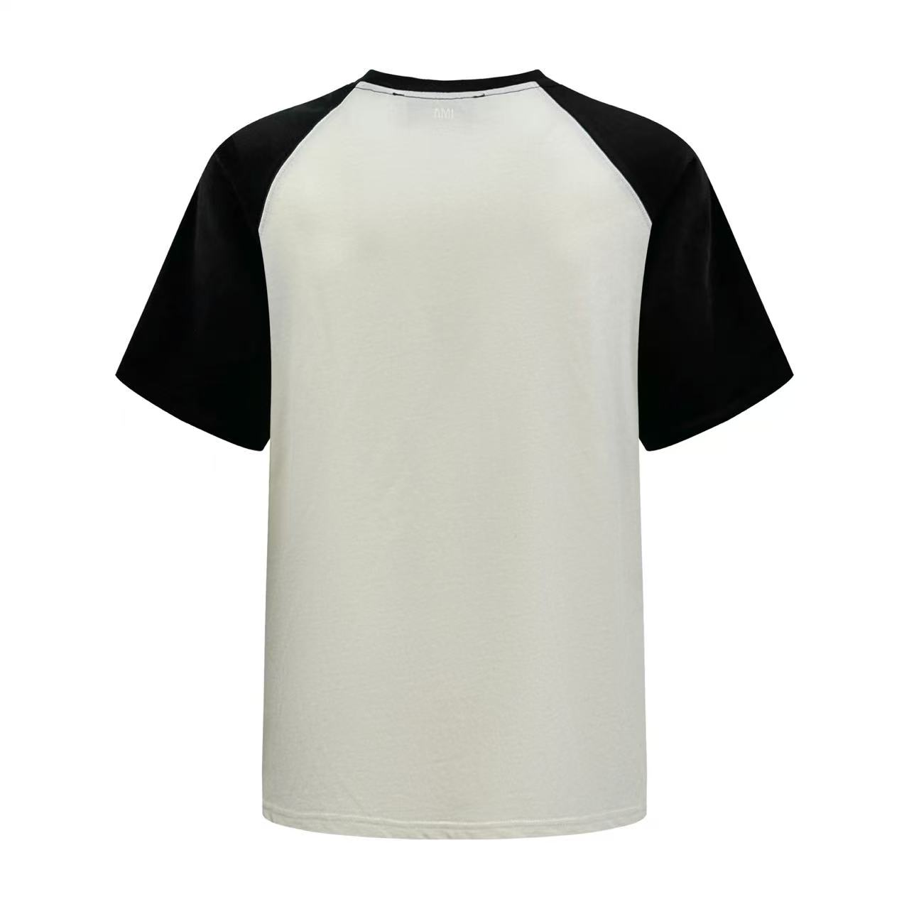 AMI Paris White And Black Cotton Ami De Coeur Knitted Patch T-shirt - DopestKickz