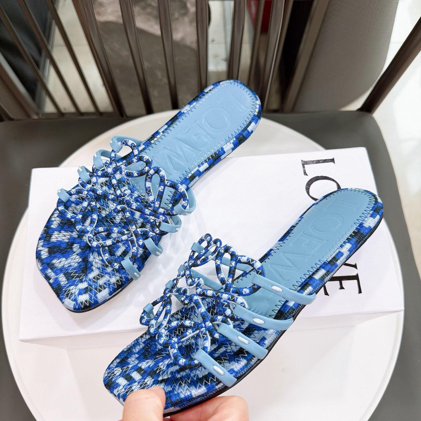 Loewe Petal Anagram Slide In Embroidered Canvas - DopestKickz
