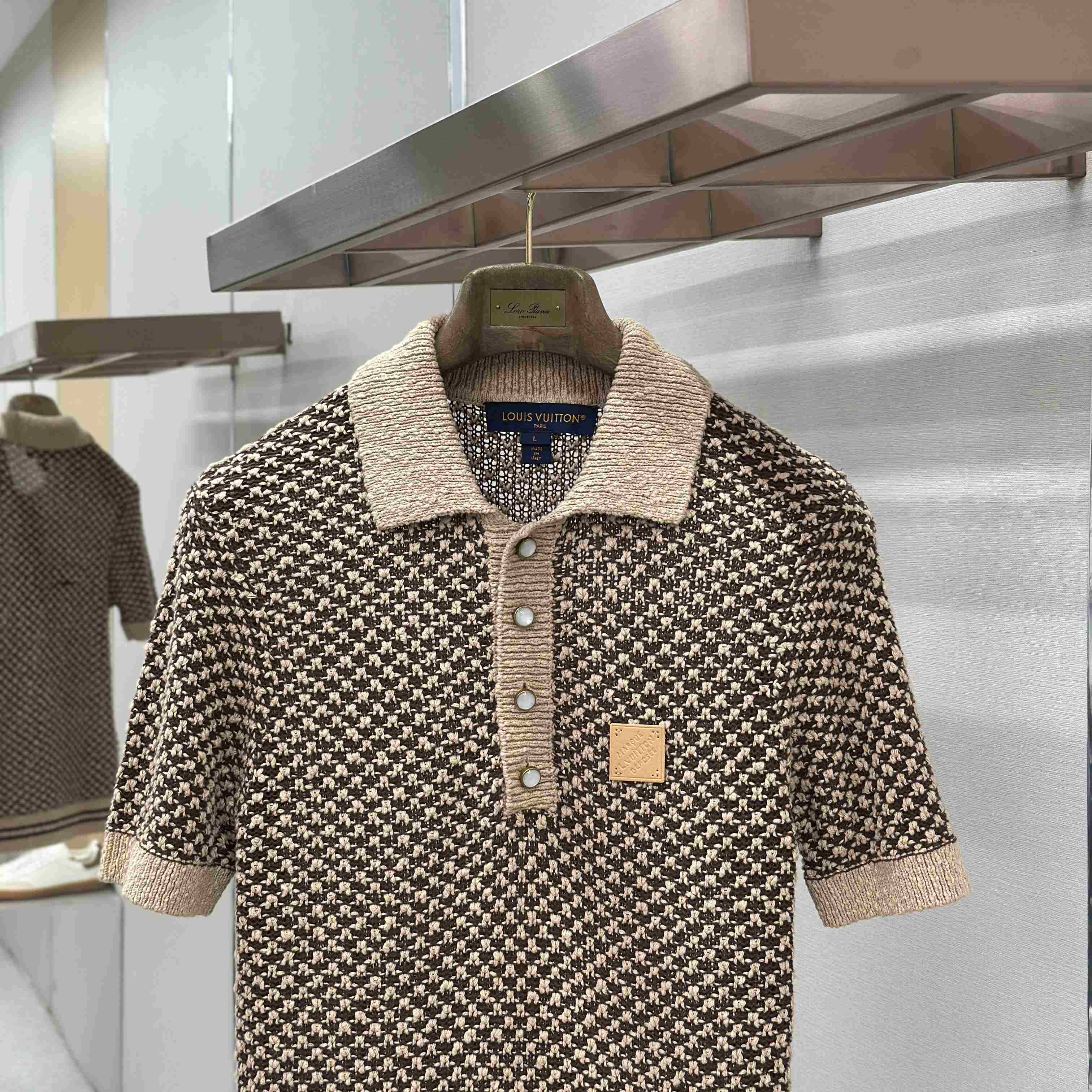Louis Vuitton Short-Sleeved Knitted Mesh Polo 1AJUUD - DopestKickz