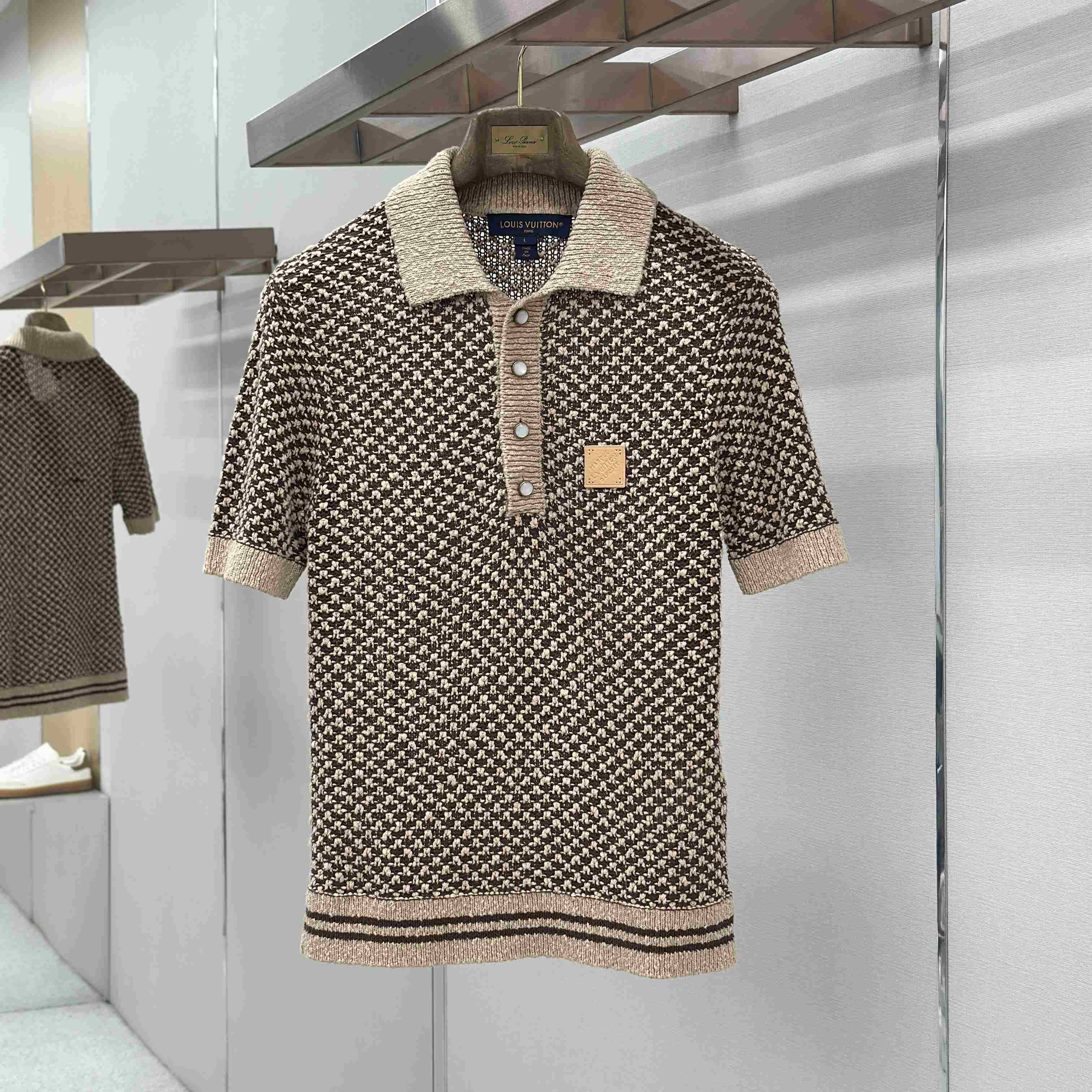 Louis Vuitton Short-Sleeved Knitted Mesh Polo 1AJUUD - DopestKickz