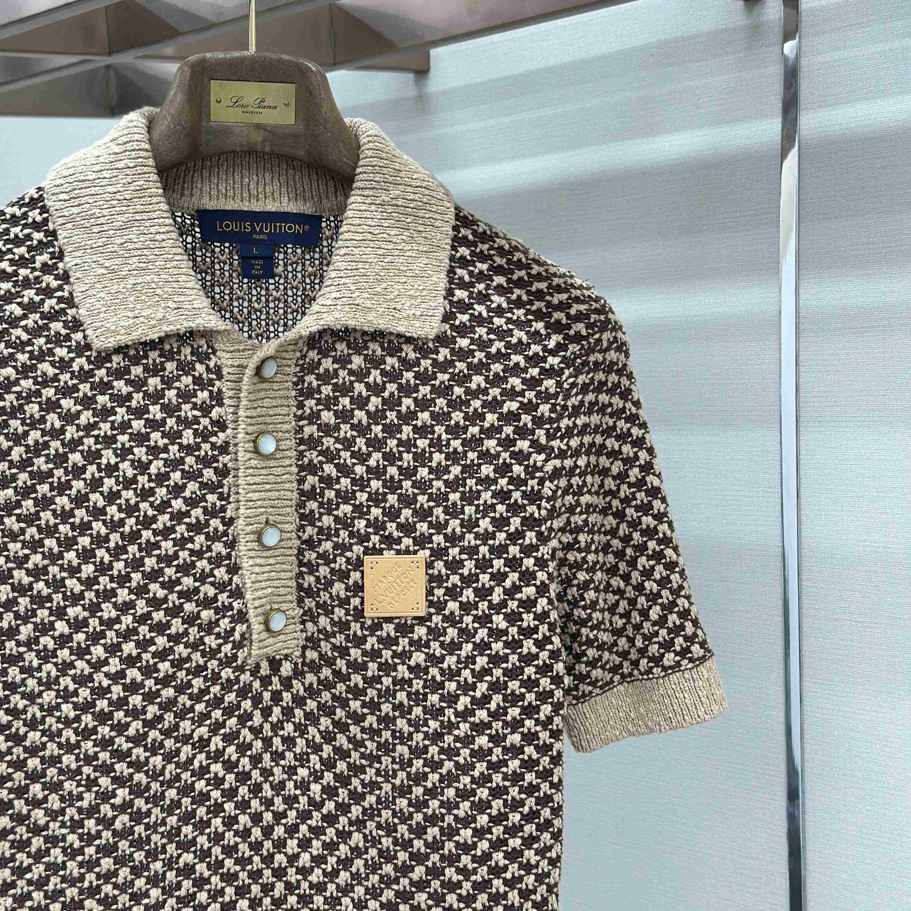 Louis Vuitton Short-Sleeved Knitted Mesh Polo 1AJUUD - DopestKickz