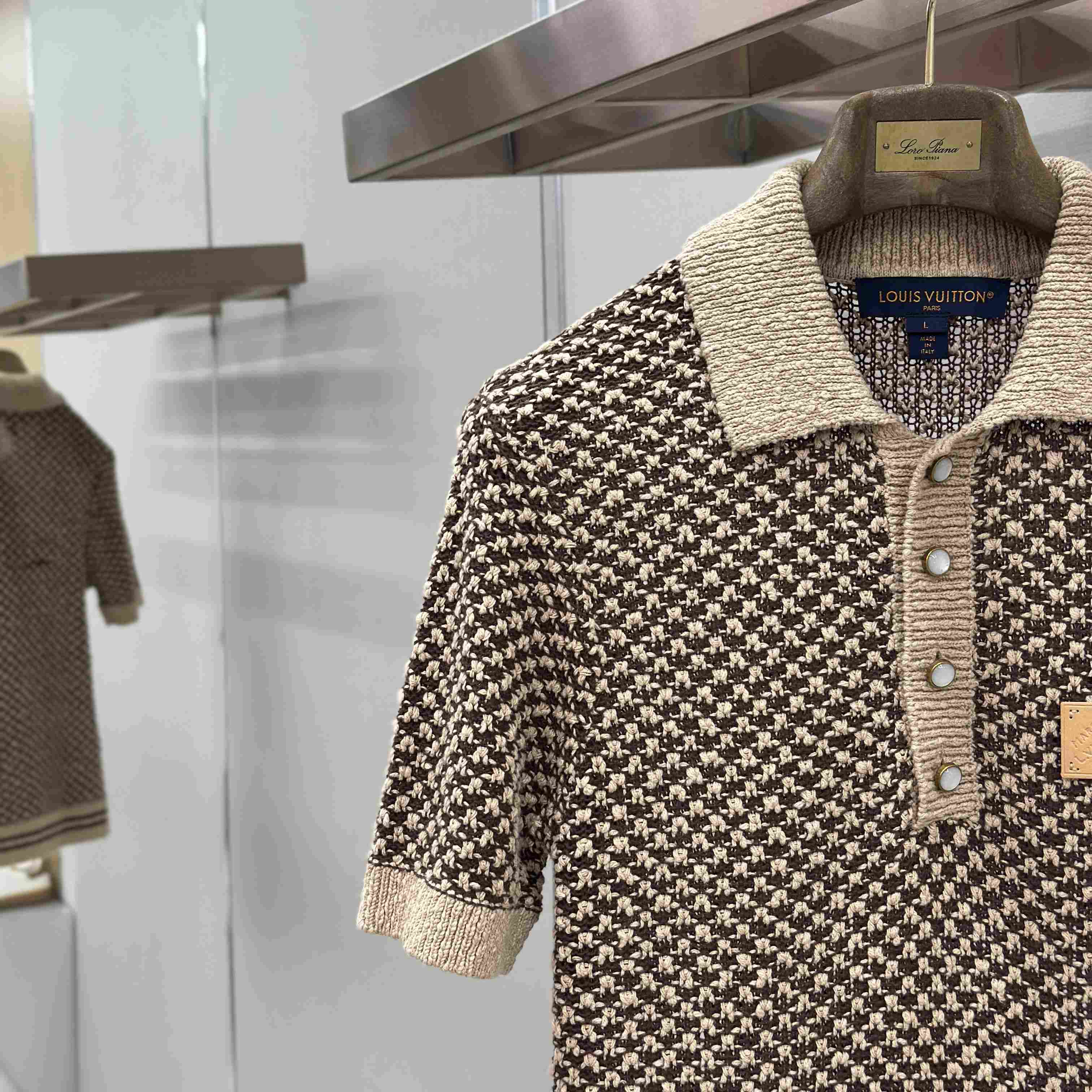 Louis Vuitton Short-Sleeved Knitted Mesh Polo 1AJUUD - DopestKickz
