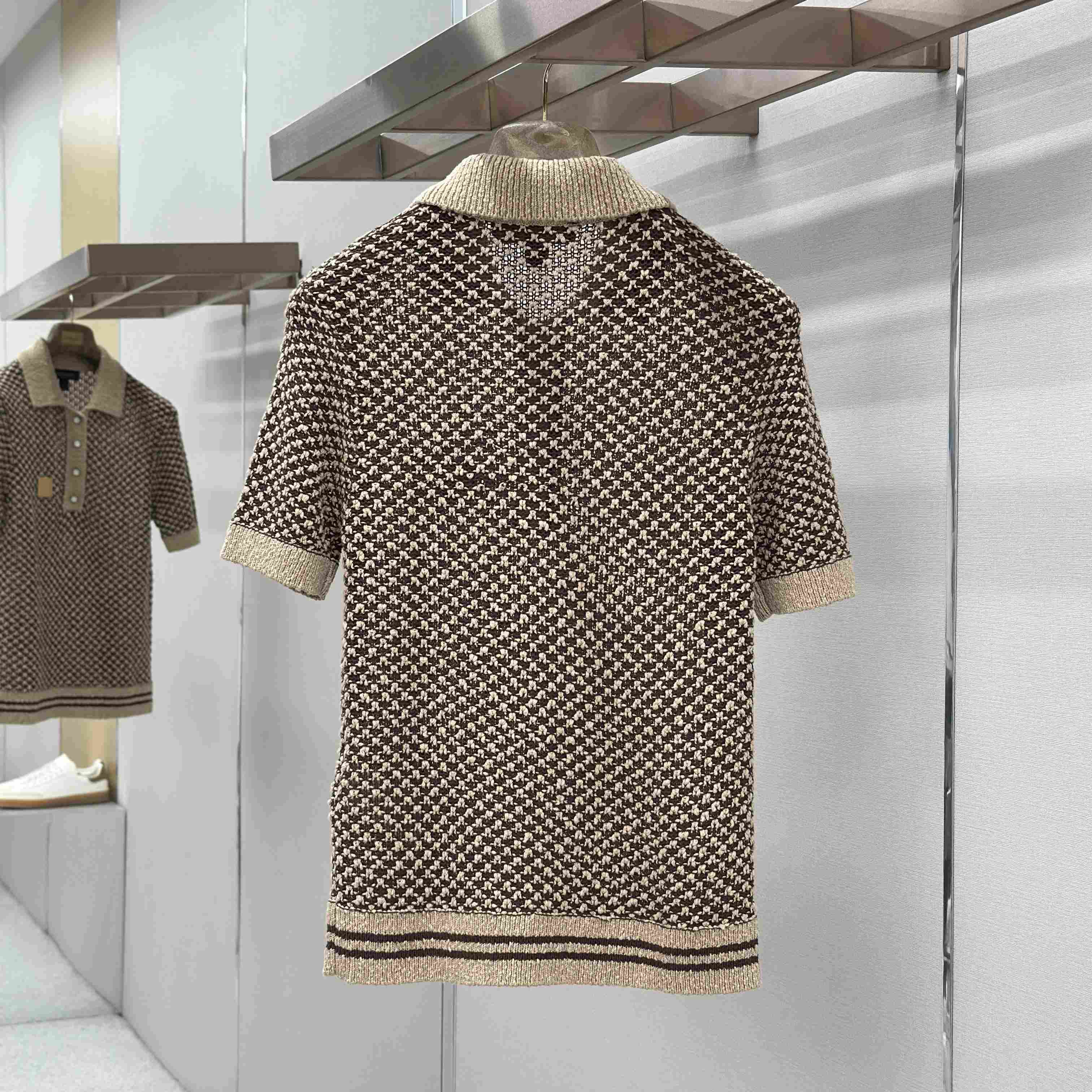 Louis Vuitton Short-Sleeved Knitted Mesh Polo 1AJUUD - DopestKickz