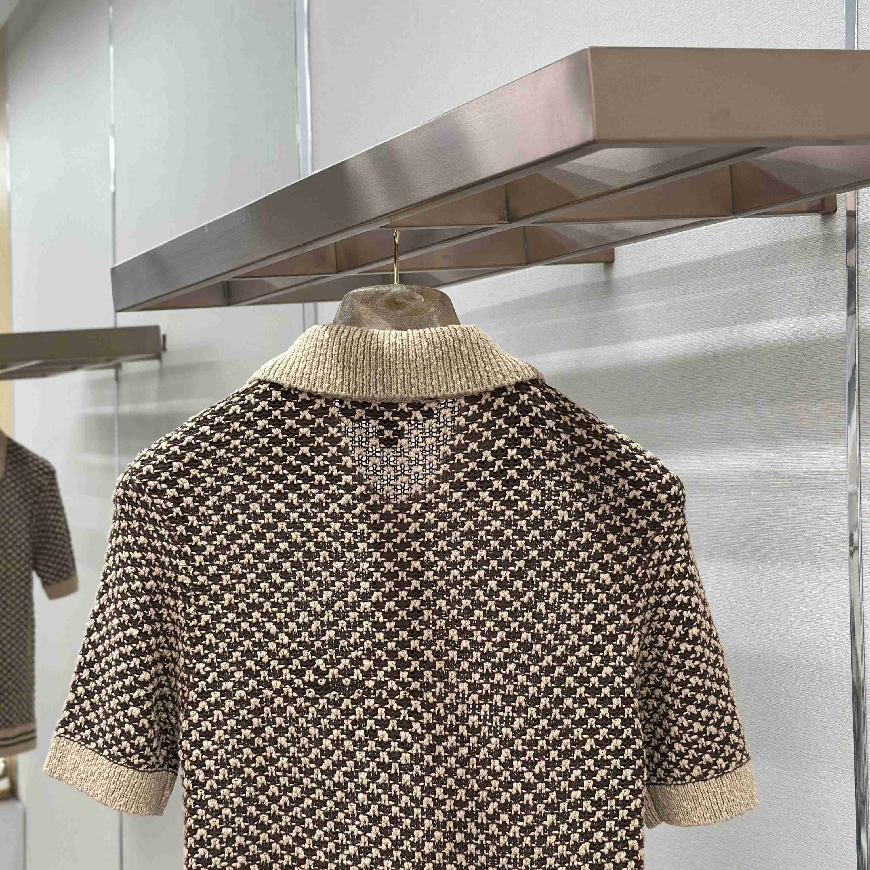 Louis Vuitton Short-Sleeved Knitted Mesh Polo 1AJUUD - DopestKickz