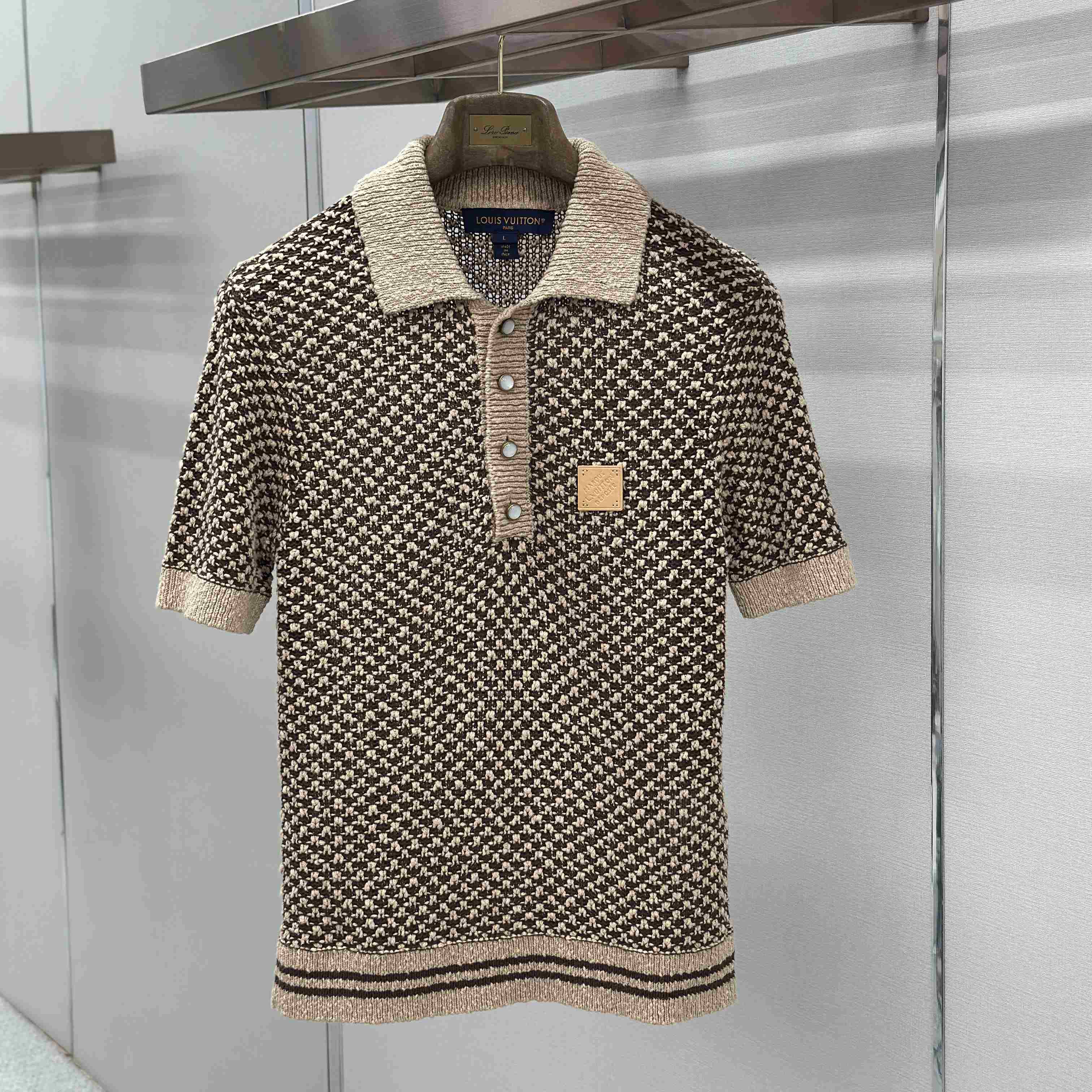 Louis Vuitton Short-Sleeved Knitted Mesh Polo 1AJUUD - DopestKickz