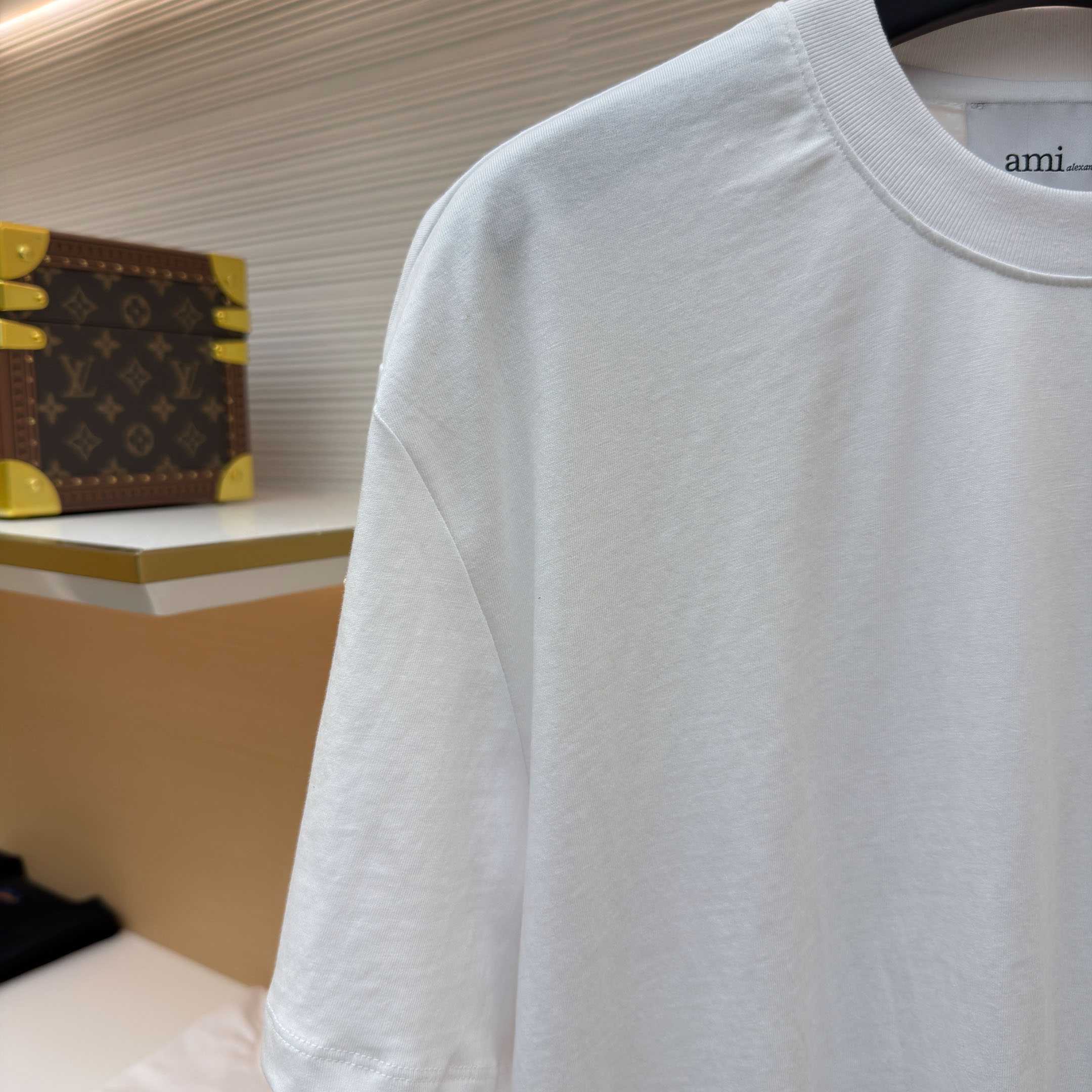 AMI Paris Black Cotton Ami De Coeur T-shirt - DopestKickz
