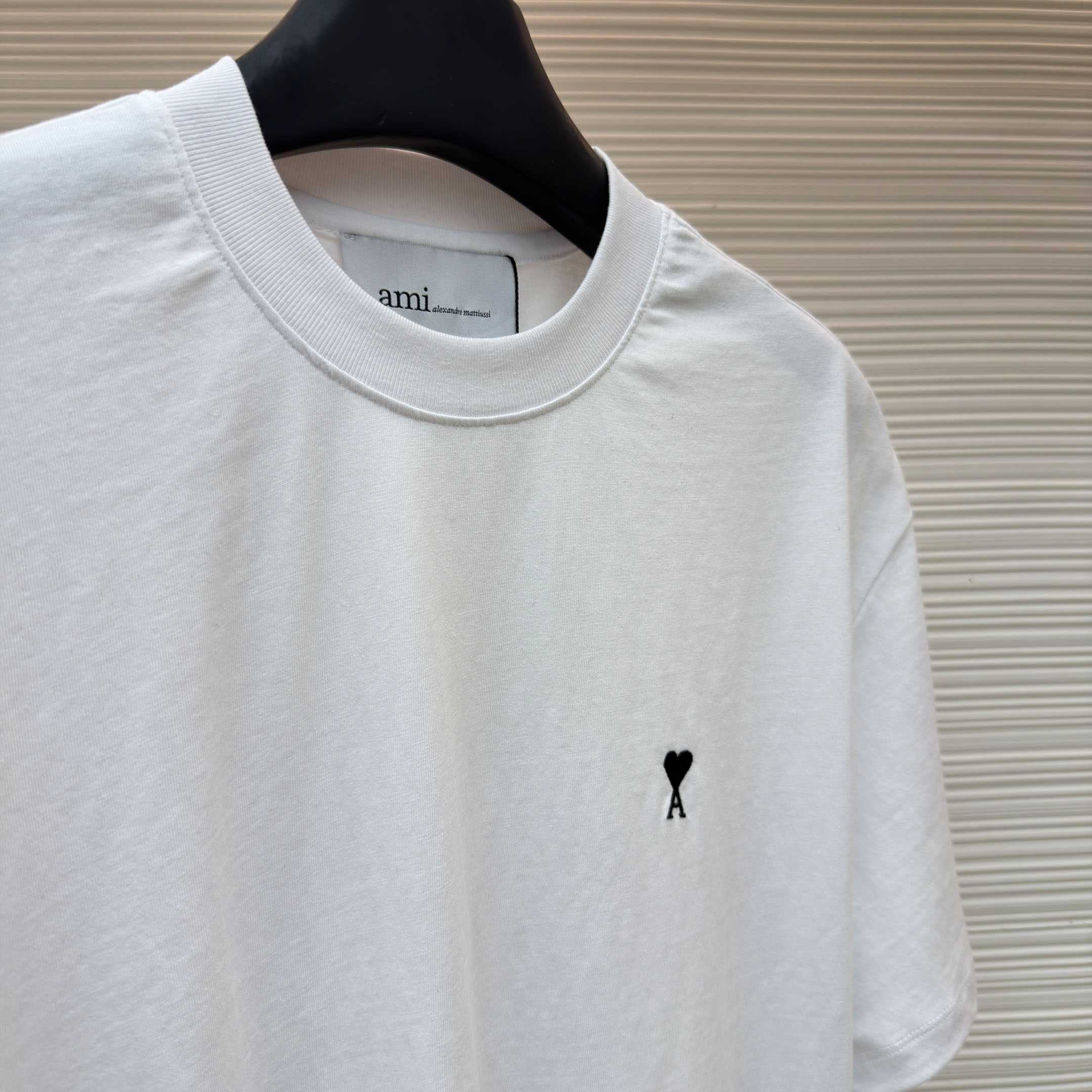 AMI Paris Black Cotton Ami De Coeur T-shirt - DopestKickz