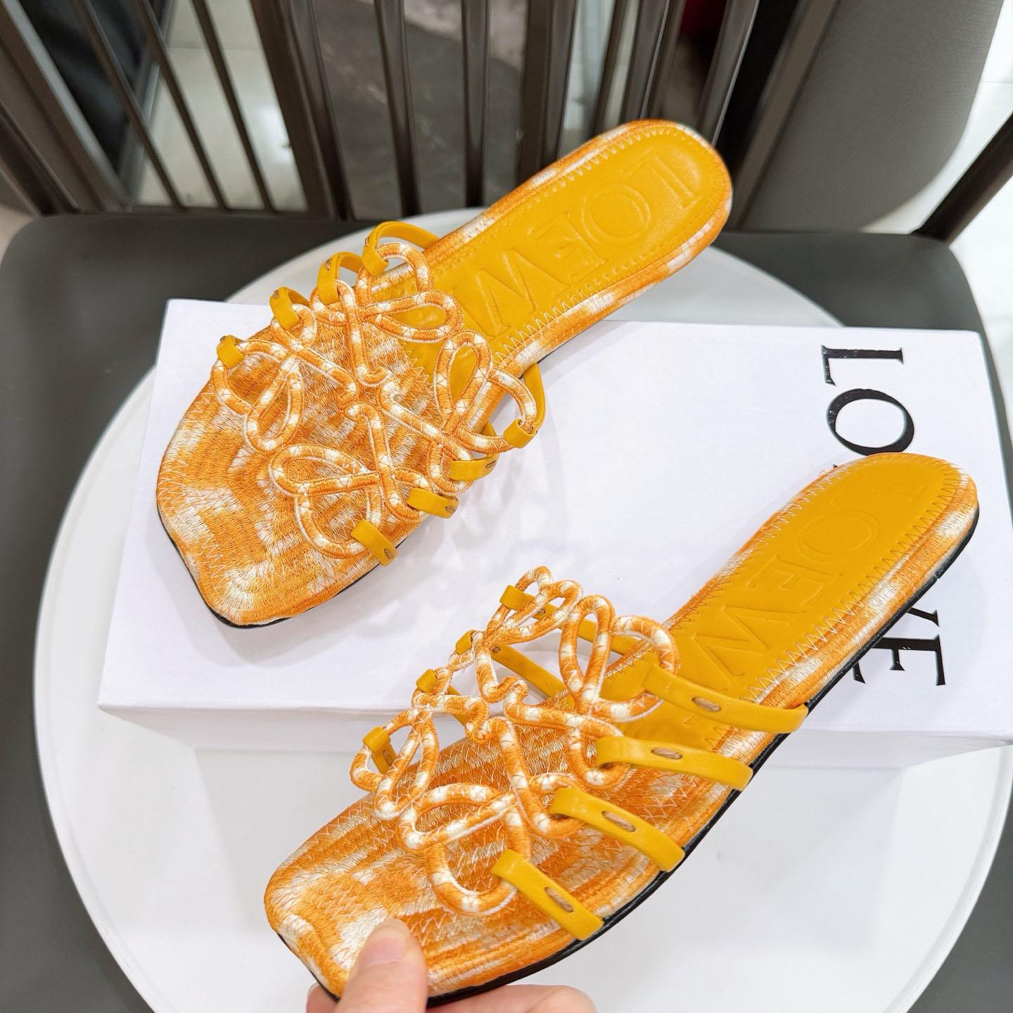 Loewe Petal Anagram Slide In Embroidered Canvas - DopestKickz
